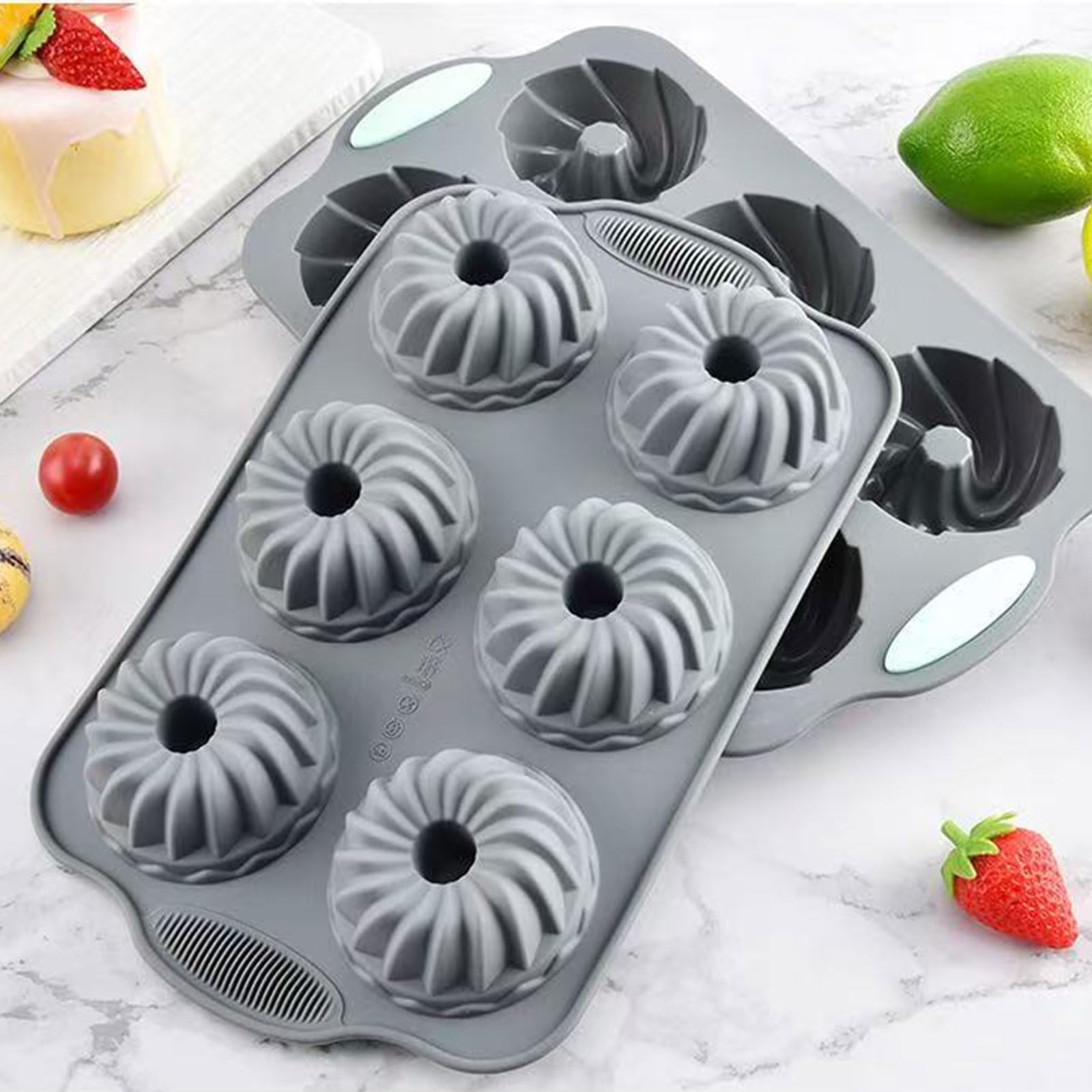 Moules en silicone avec 6 cavités pour petits gâteaux cannelés, savons, toasts au chocolat, utilisation polyvalente, moule à gâteau cannelé en silicone