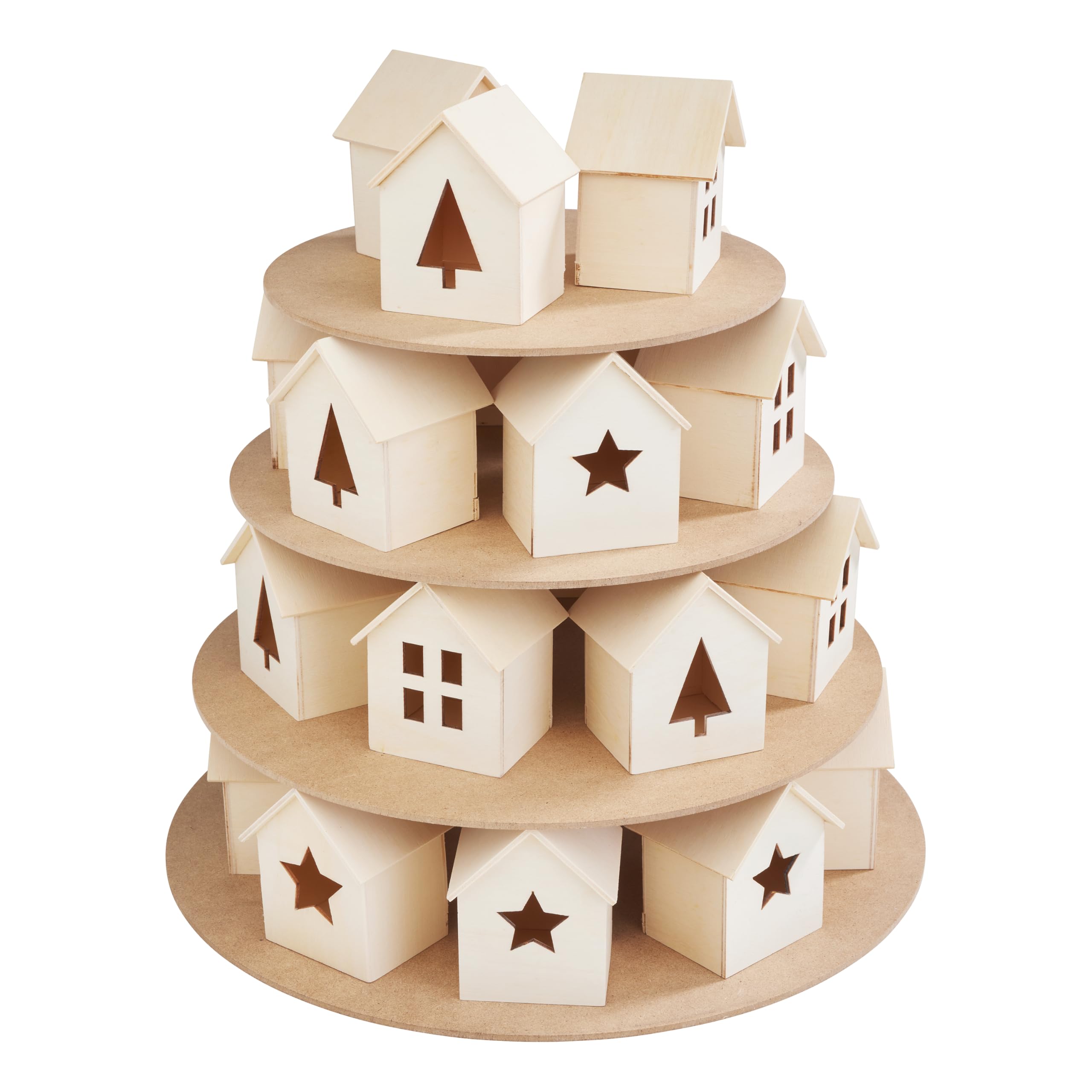 VBS Adventskalender Häuser-Pyramide 28-tlg. DIY Bastelset Weihnachtsdeko