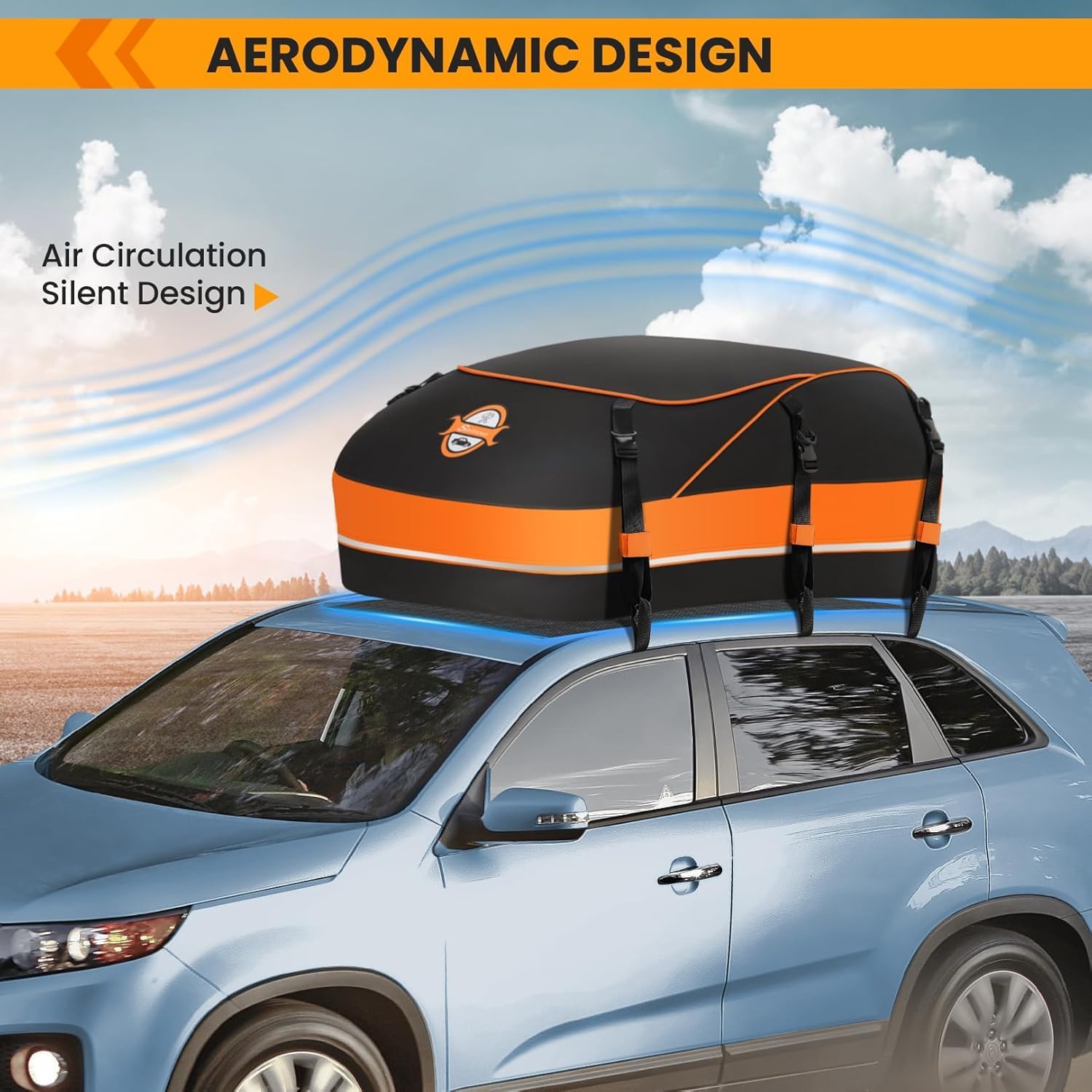 Sailnovo Rooftop Cargo Carrier Waterproof 20 Cubic Feet Car Roof Rack Cargo Carrier Roof Cargo Bag for All Cars with/Without Rack, Includes Anti-Slip Mat, 6 Door Hooks & Waterproof Curtain - Image 7