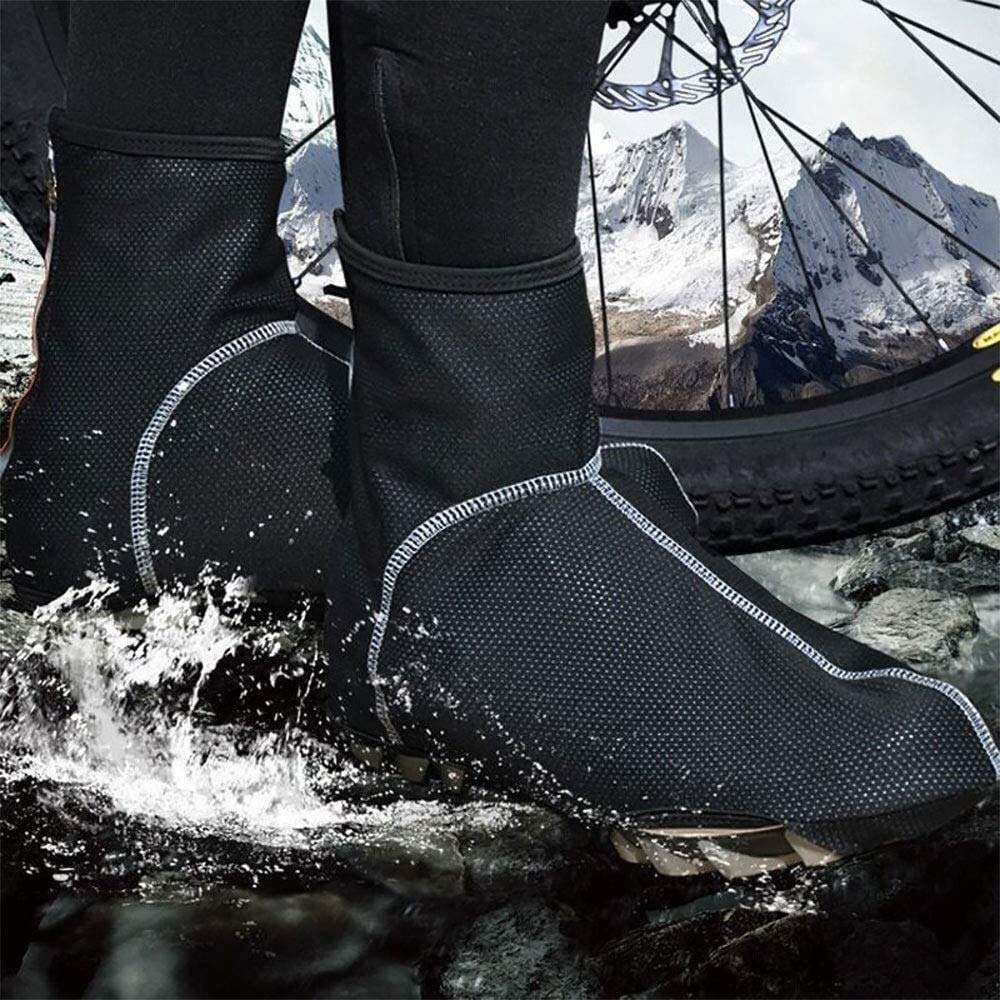 Pokrowce na buty rowerowe, wodoodporne, wiatroszczelne pokrowce na buty rowerowe, termiczne zimowe buty rowerowe MTB z odblaskowym paskiem, wodoodporne, wiatroszczelne (rozmiar: L)