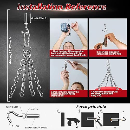 Miniatura 3 de Saco de boxeo colgante de 4 pies para adultos, equipo de entrenamiento de boxeo de cuero súper PU, bolsa pesada con guantes de MMA de 12 onzas,