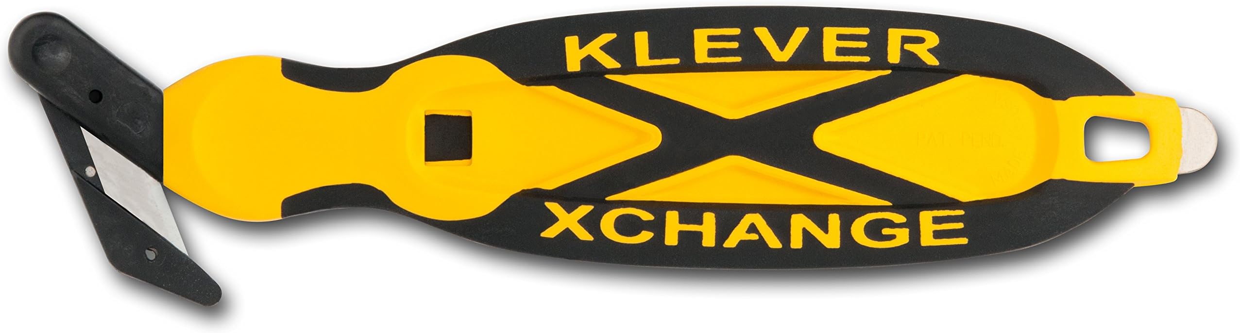 Klever XChange, Box Cutter, Safety Cutter, Utility Knife, Safety Knife, Replaceable Head Perfect For Cutting Double Wall Cardboard or Other Thick Material (Yellow)
