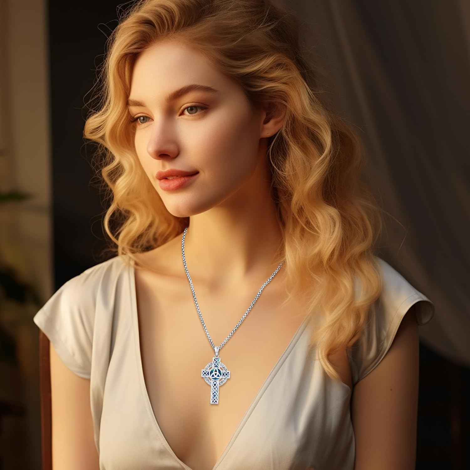 Celtic Cross Tree of Life Necklace for Women Sterling Silver Thor Hammer Tree of Life Pendant Irish Knot Cross Amulet Tree of Life Jewelry - Image 6