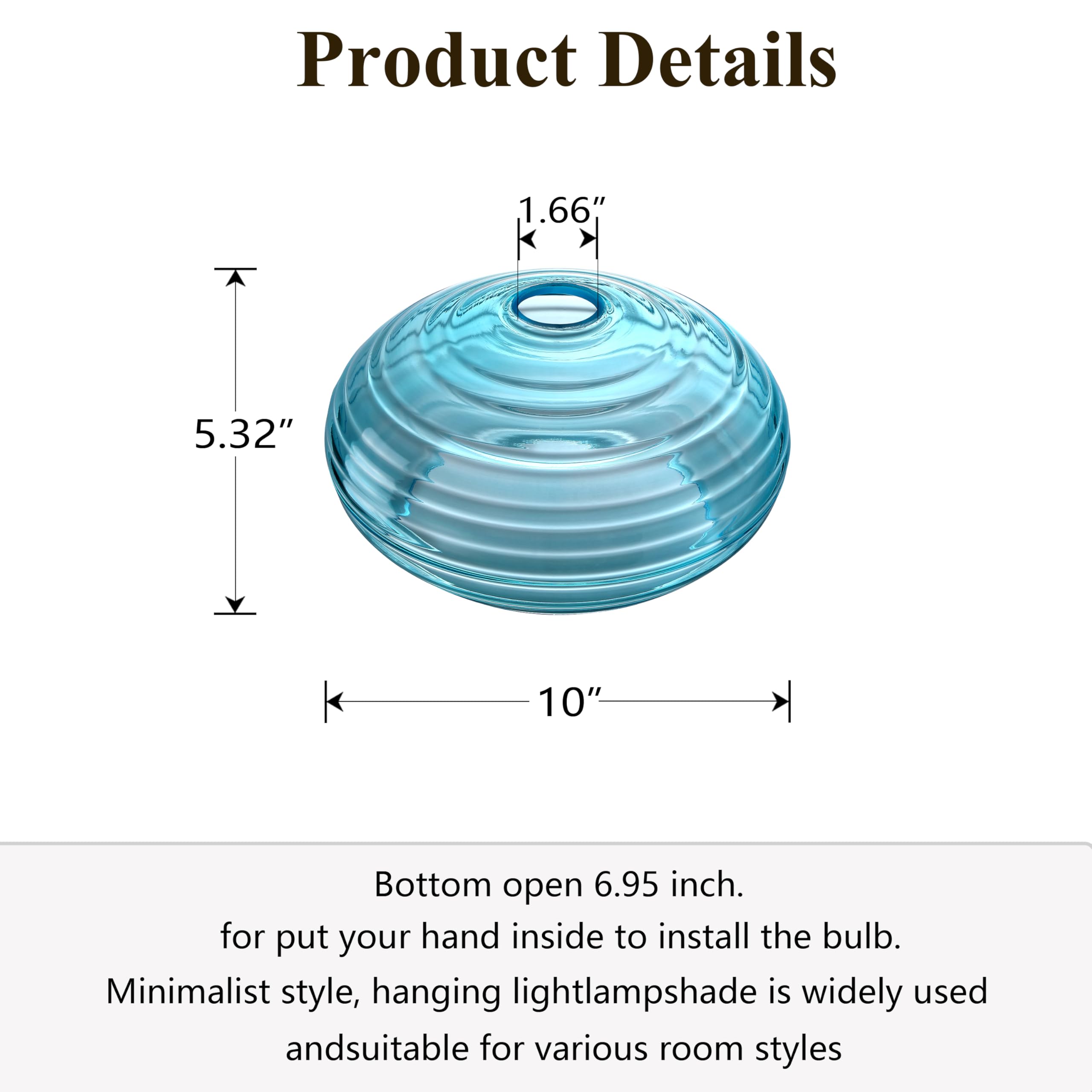 Dark Blue Glass Lampshade - Pendant Light Covers -2