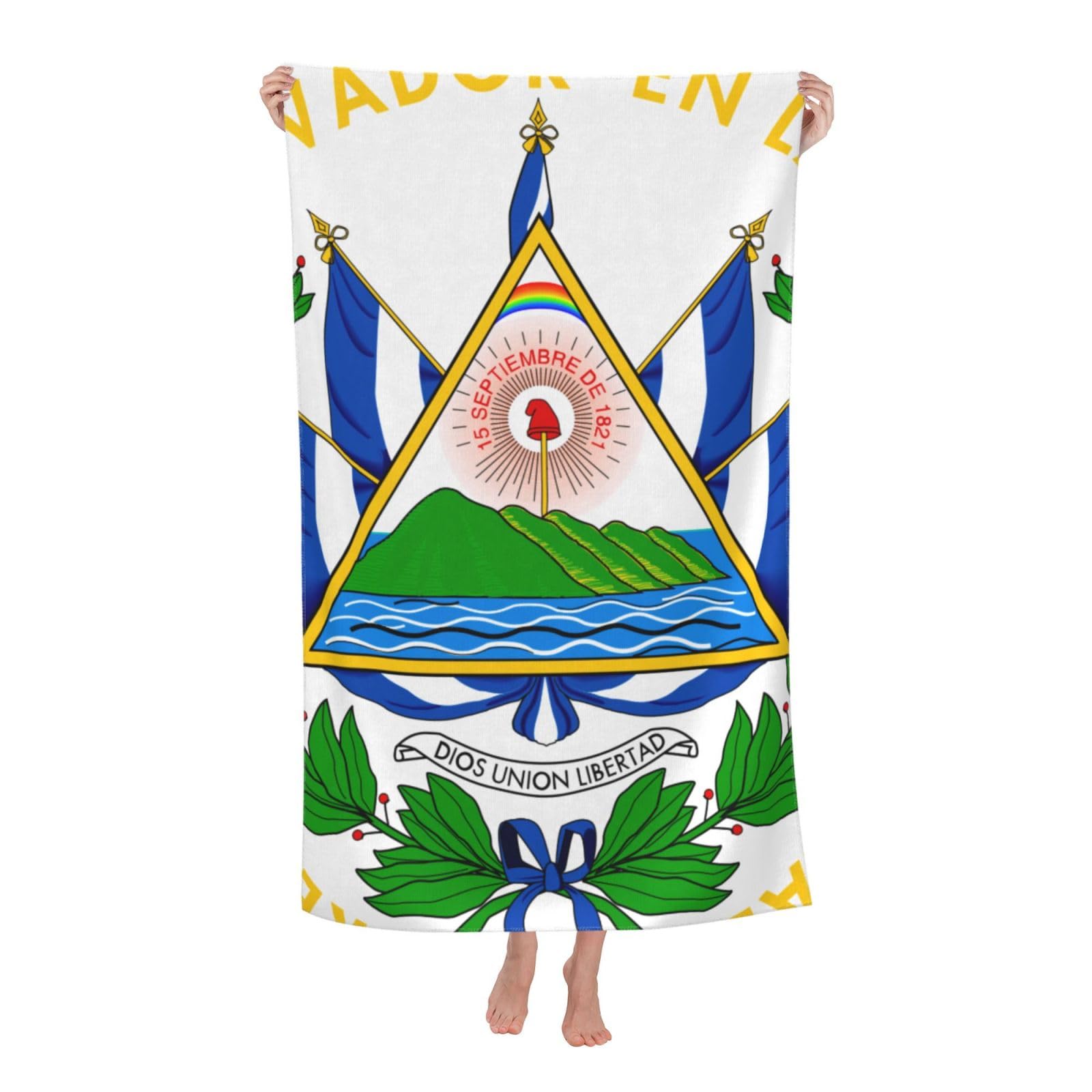 LSRCPD Beach Towel Coats of Arms of El Salvador Microfiber Beach Towels Blanket Oversized Tropical Big Extra Large XL Pool Towels Quick Dry Sandproof for Women Girls Kids