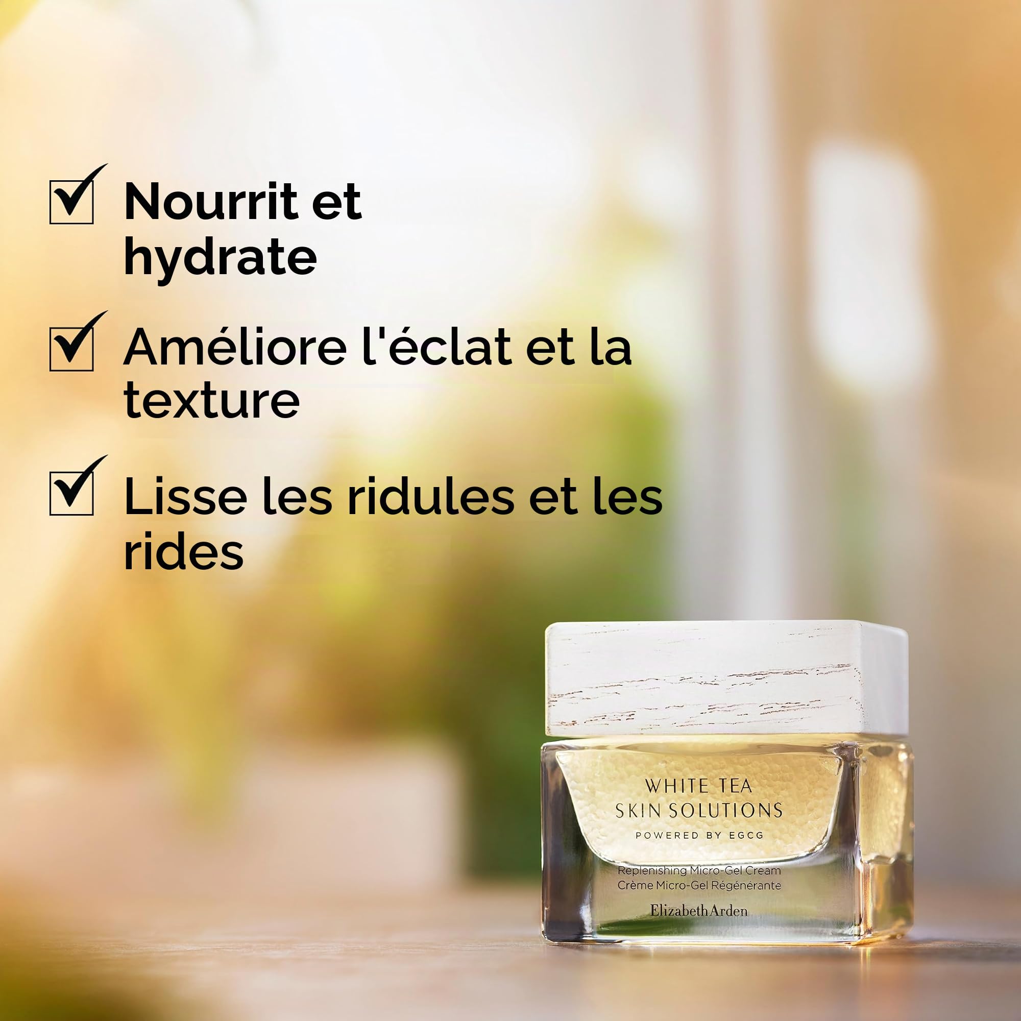 Elizabeth Arden White Tea Skin Solutions, Crème Micro-Gel Régénérante, Anti-âge et Hydratante, texture fraîche et légère, Riche en Huile de Thé Blanc, formule vegan, 50ml