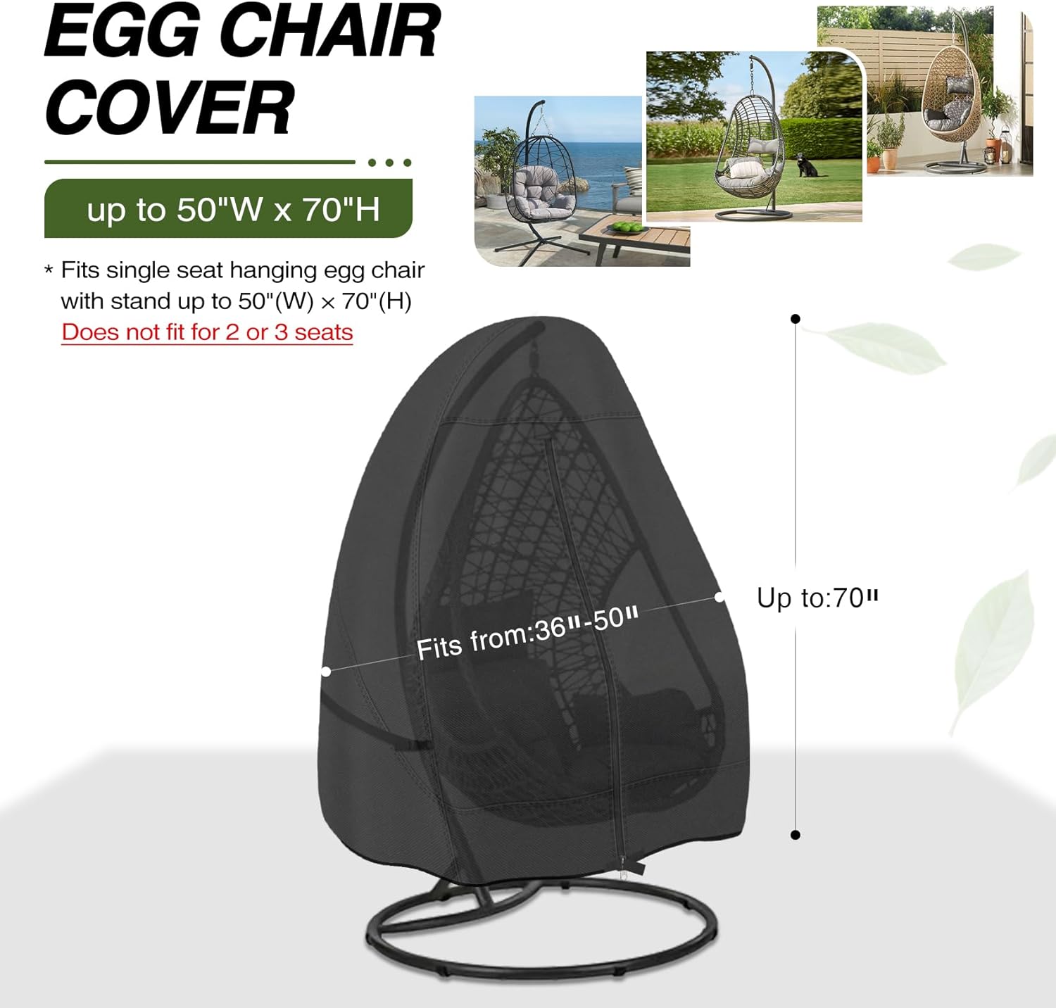 Porch Shield Patio Hanging Egg Chair Cover - 600D Waterproof Outdoor Single Seat Wicker Swing Egg Chair with Stand Protector, Black 1 71iSdvUAh8L. AC SL1500