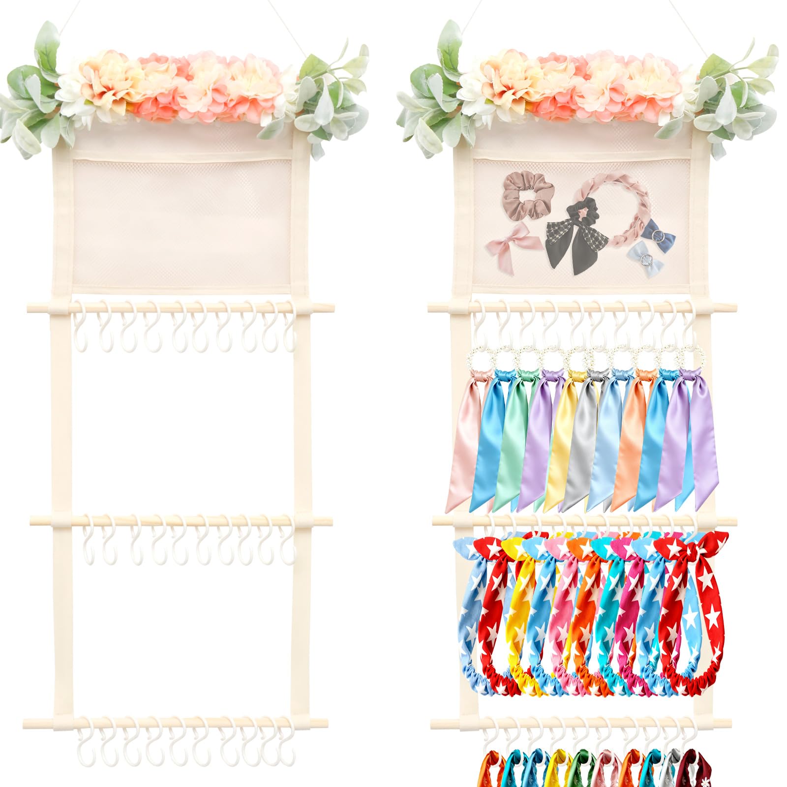 Muross Headband Holder for Girls Wall Hanging Headband Holder Organizer Decorative Hair Accessories Organizer for Toddler Kids Nursery Room Decor(Style 2)