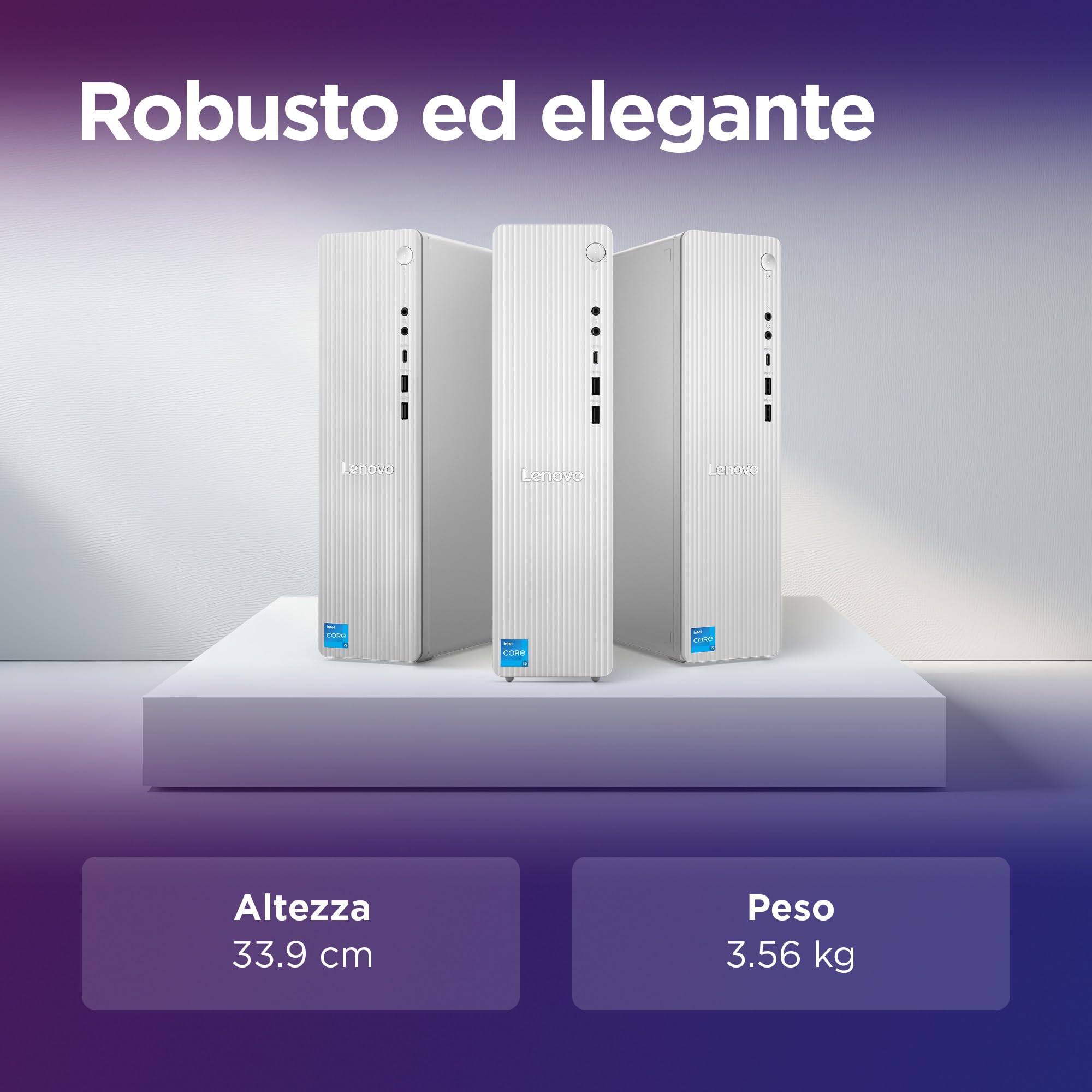 Lenovo IdeaCentre Tower Gen 9 - Desktop, Intel Core i5-13420H, RAM 16GB, SSD 512GB, Wi-Fi 6, BT 5.2, Windows 11 Home, Mouse e Tastiera USB inclusi - Cloud Grey