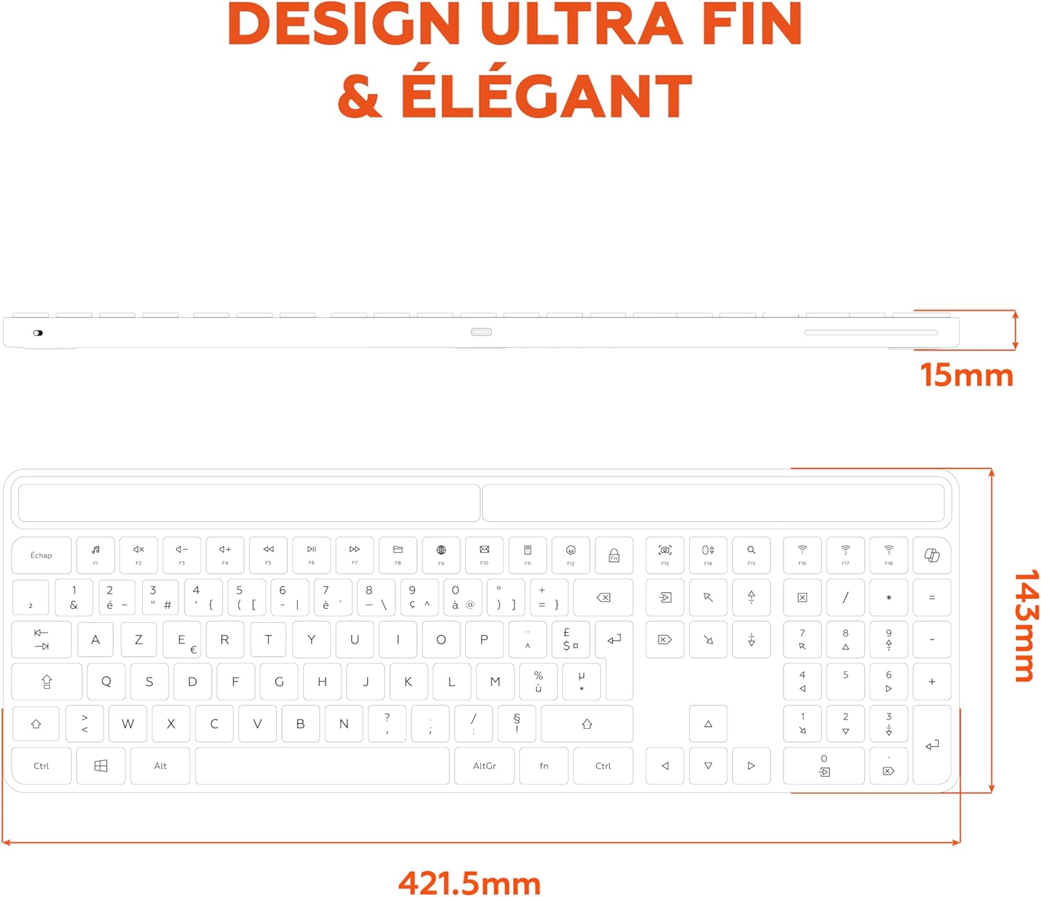 Mobility Lab KS720W keyboard dimensions