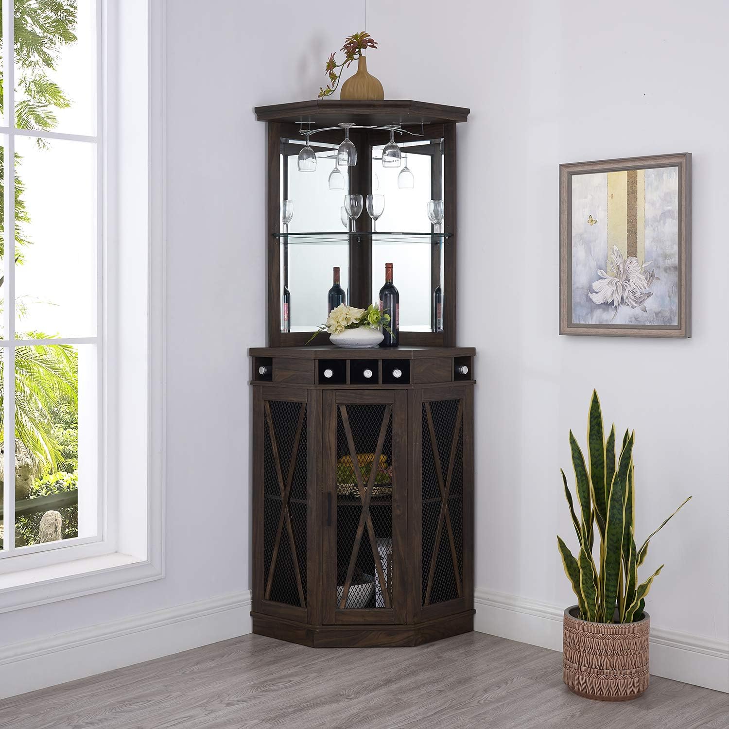 Corner Bar Unit with Built-in Wine Rack and Lower Cabinet 35 71iSe5hedWL. AC SL1500