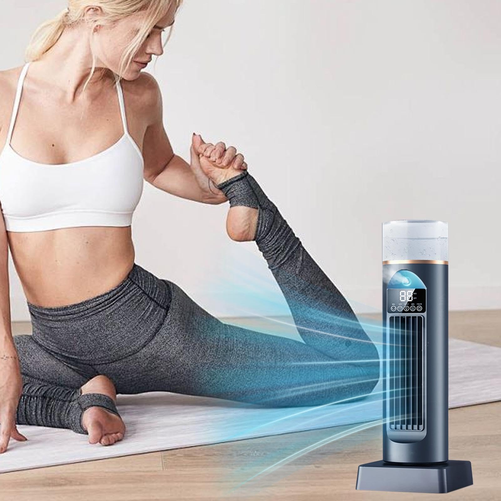Turm AC -Klimaanlage, Kaltluftventilator, Cool Air Lüfter für Schlafzimmer, Ruhiger oszillierender bladerloser Kühler mit Fernbedienung und Wassertank, 6 Geschwindigkeitsbefeuchter für Schlafzimmer