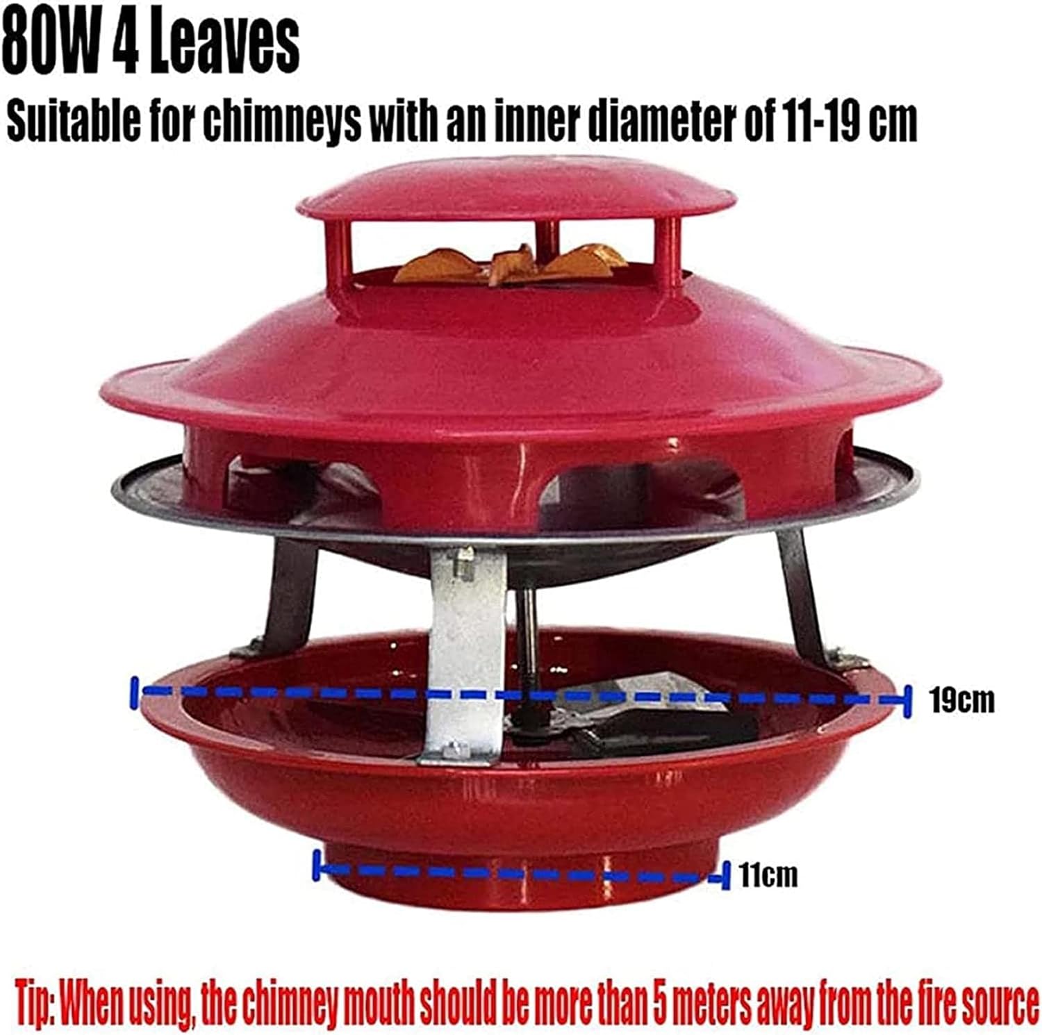 80W Chimney Fan, 4 Leaves Induced Draft Fan, Kitchen Chimney Blower Fan, Fireplace Exhaust Fan, Household Exhaust ​Smoke Machine（1pc）