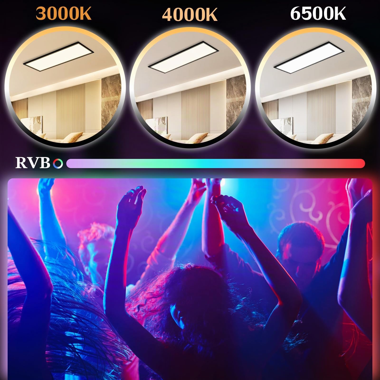 CBJKTX LED Panneau 100x25 Plafonnier plafond à intensité variable RGB