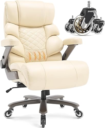VUZI Silla de oficina grande y alta de 700 libras, silla de computadora grande con soporte lumbar ajustable, brazos abatibles 3D, ruedas de tamaño
