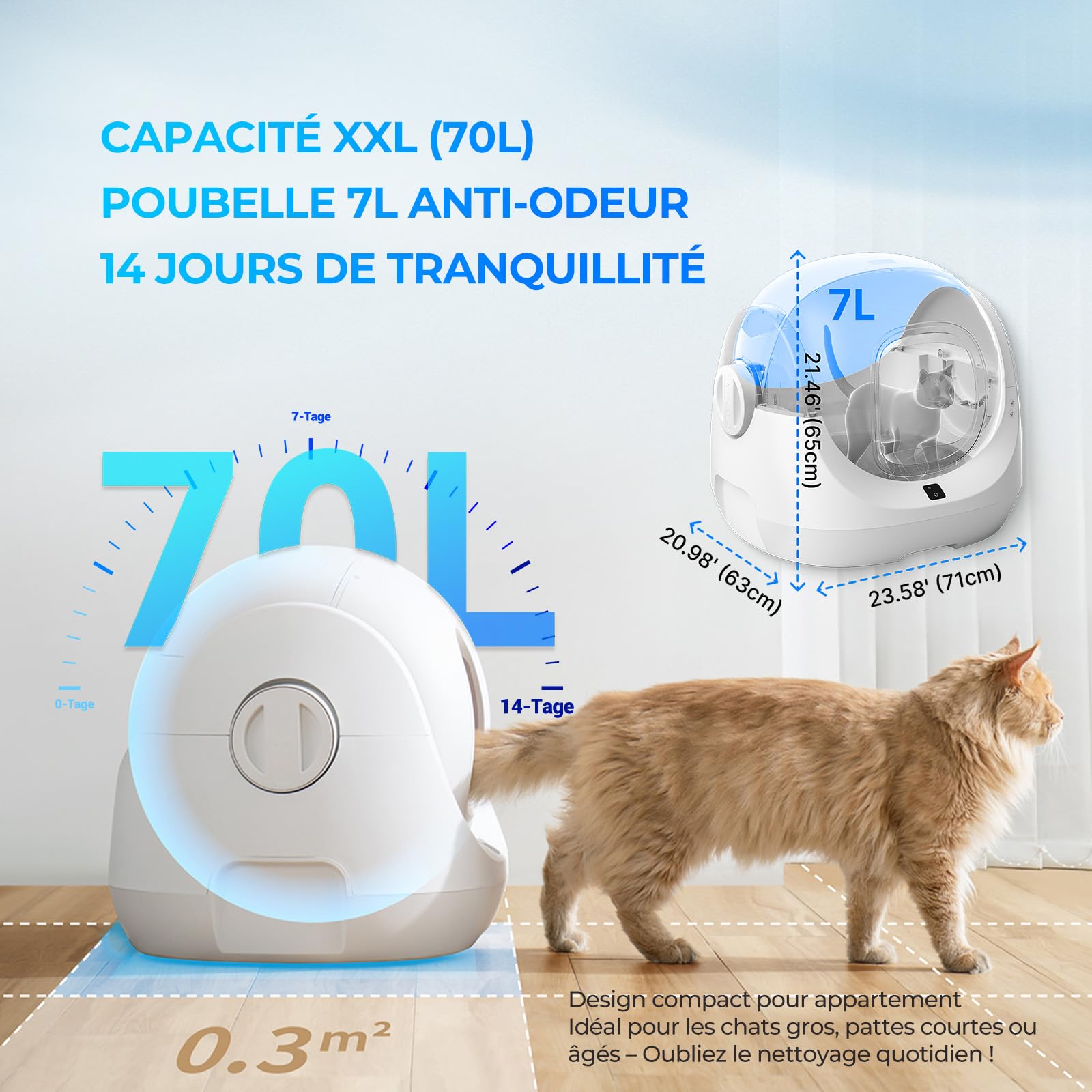 Catlink Baymax Litière autonettoyante contrôle de la santé de Votre Chat télécommande APP, Anti-Blocage, Anti-Odeur, 4 Modes de Nettoyage, Convient pour Les Chats de 1,5 à 10 kg