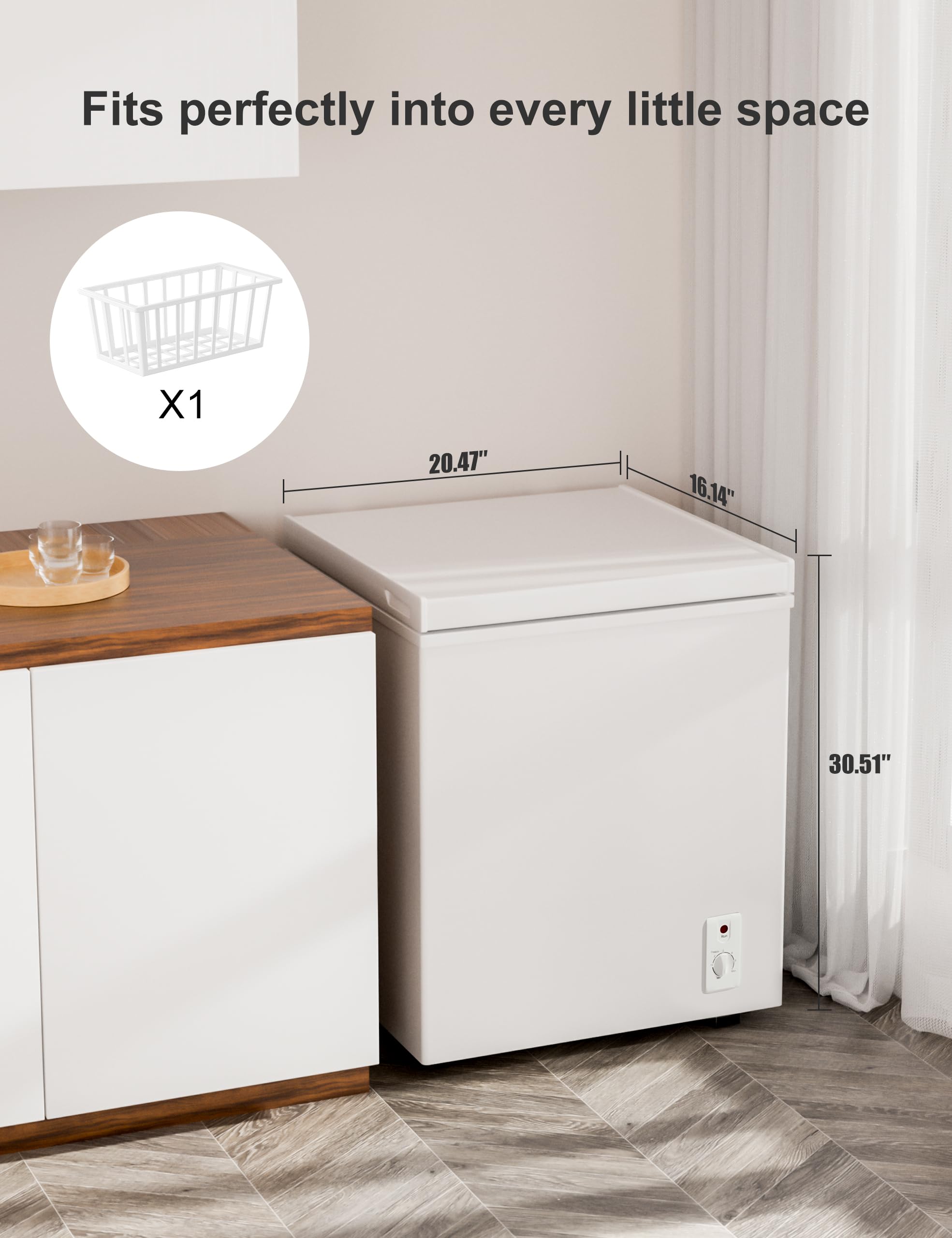 3.5 Cubic Feet Chest Freezer - Free Standing Top Open Door Compact Mini Deep Freezer, Energy-Efficient, Quiet(38db) W/Adjustable Temperature For Apartments And Rvs, Home, Bar, Dorm, Kitchen (Black) on Fridge.com - View 5