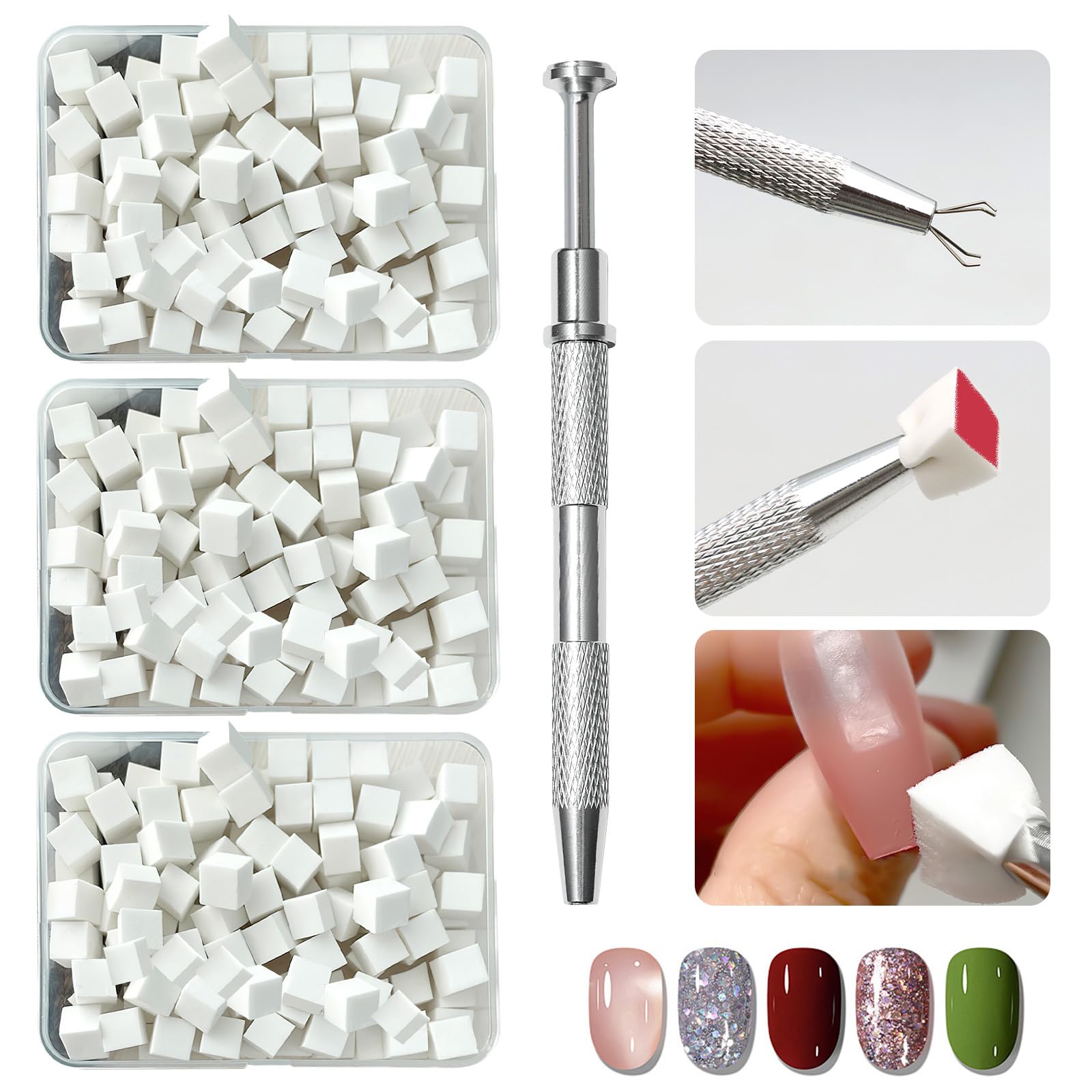 KASURE 300 Stück Nagelschwämme Mit Metallgreifer – Für Perfekte Farbverläufe & Saubere Nägel