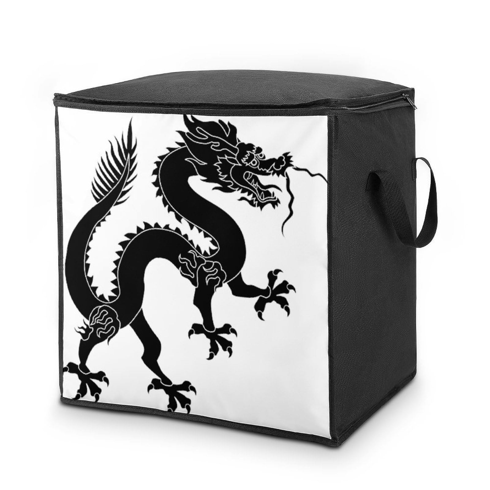 Lyfthologen 70L Storage Bags, Black Dragon Storage Box with Lid Zipper And Handles, Clothes Bags for Quilt, Blankets, Bedding