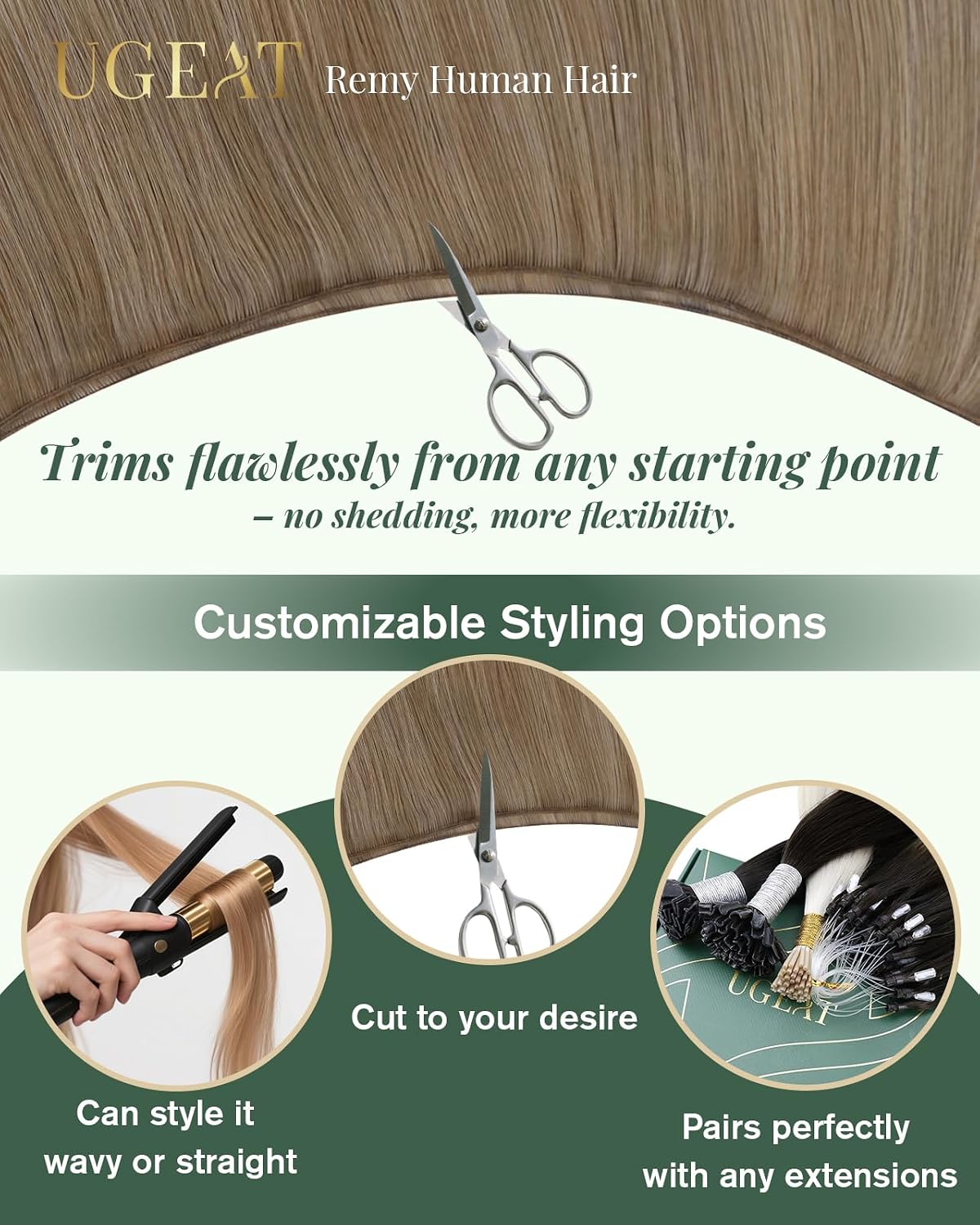 Ugeat 18 Inch Ombre Genius Weft Hair Extensions Human Hair Blonde Genius Weft Hair Extensions Platinum Blonde Mix Light Brown Human Hair Genius Wefts Extension Durable Breathable 50G