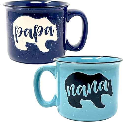 Nana Bear Cute Coffee Mug for Grandma, Grandmother - Grandma Gifts, Mother's Day, Christmas, Birthday (Nana Bear Teal and Papa Bear Navy Blue Gift