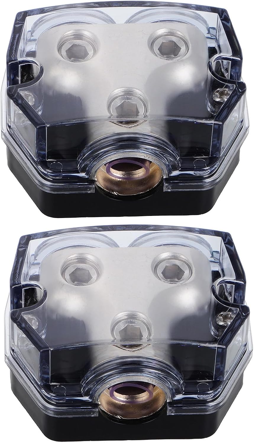 UKCOCO 2pcs Power Distribution Block Car Audio 2 Way Ground Distribution Block 0 Gauge in 4 Gauge Out Splitter for Marine Automotive Car Boat