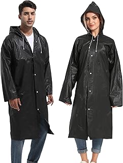 Borogo 2PCS Rain Ponchos for Adults Reusable Rain Coats for Adults Rain Jackets Raincoats for Men Women