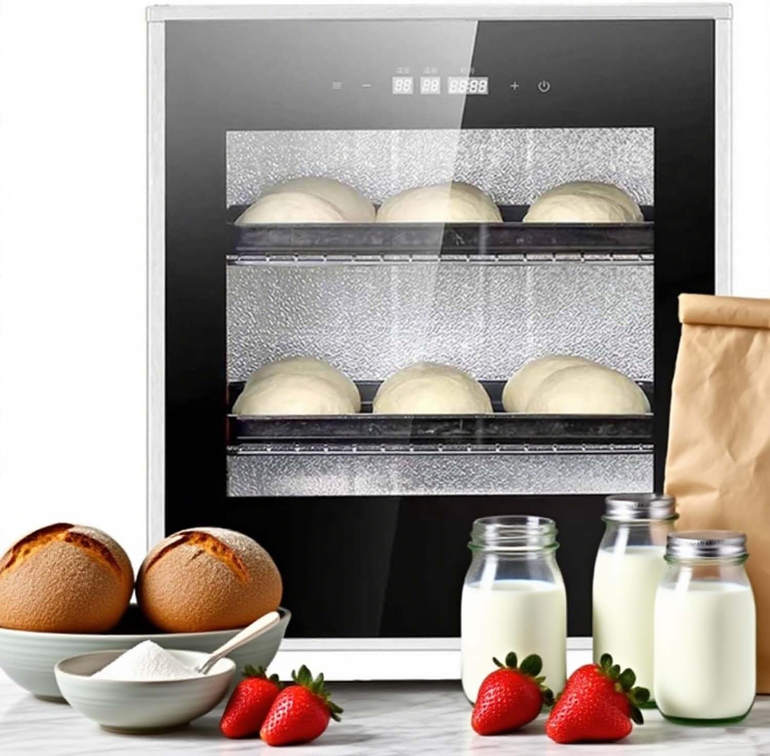 40L Stainless Steel Bread Proofer with Humidity Control, Commercial Electric Dough Proofing Machine with Adjustable Temperature Set-tings & Removable Shelves for Optimal Dough Rising