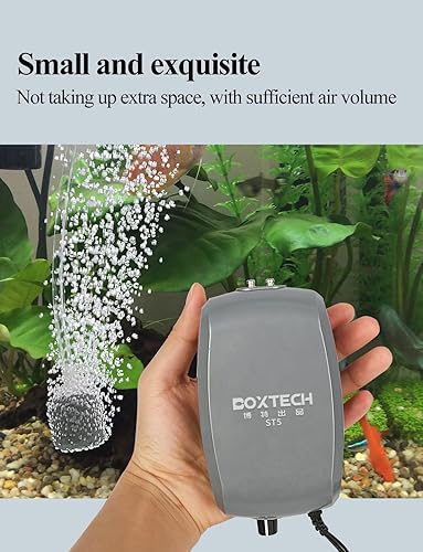 Miniatura 3 de UPETTOOLS Bomba de aire para acuario, color gris, bomba de aire para tanque de peces con accesorios, bomba de oxígeno de doble salida ajustable con