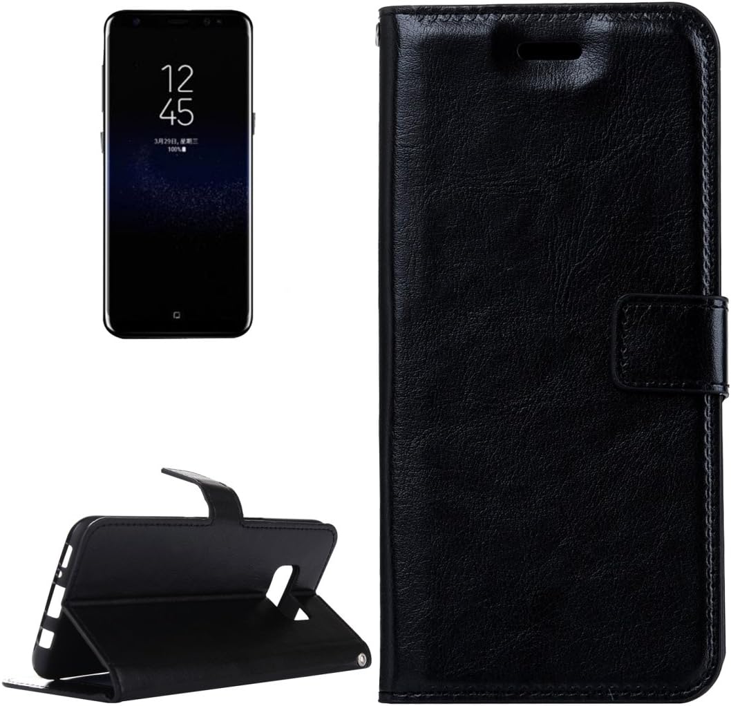 Retro Unhinged Horse Texture Horizontal Toss Leather Case With Holder & Card Slots & Wallet & Photo Frame& Lanyard For Samsung Galaxy S8 Cell Phone Case YUCPING (Color : Black)