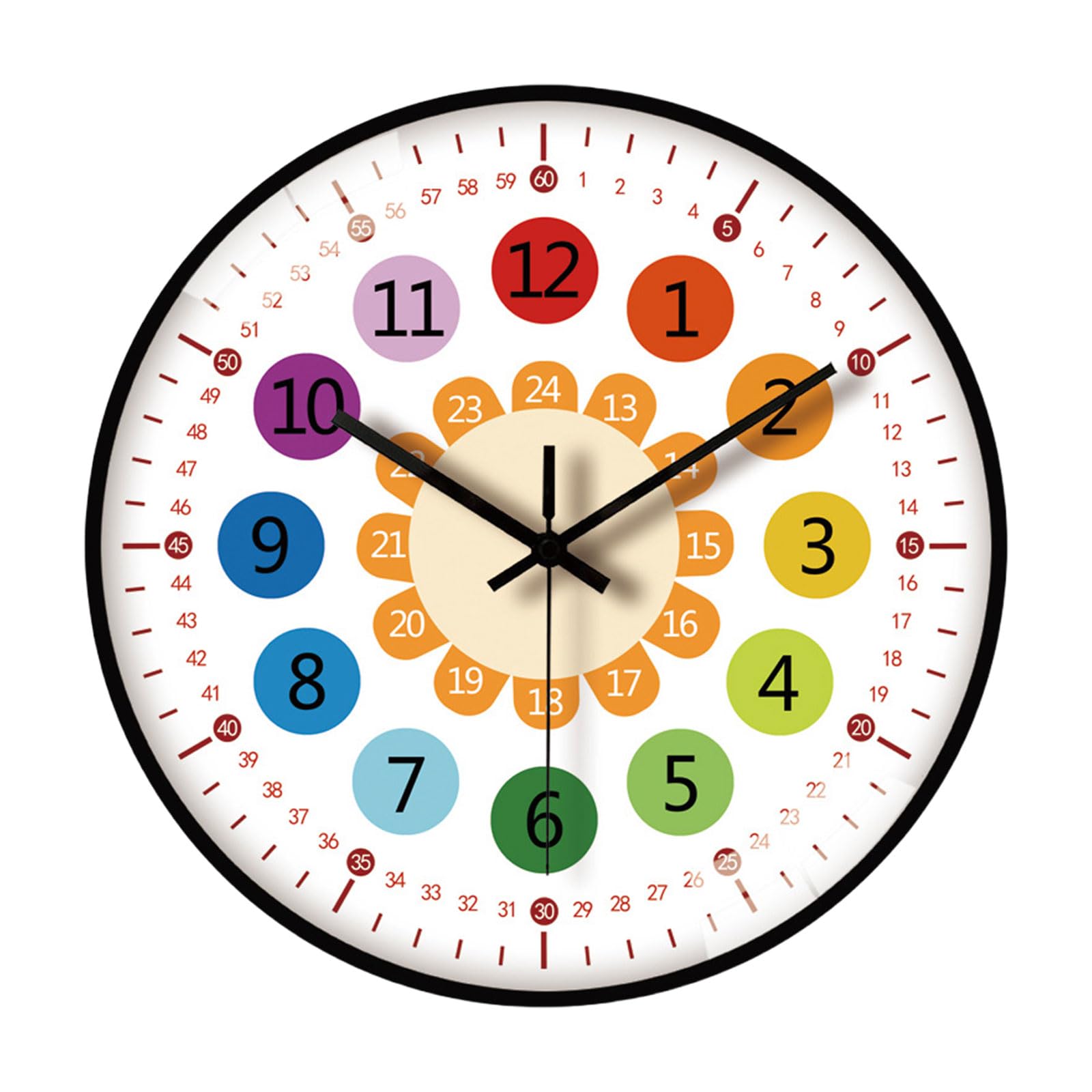 carotoe 8Inch Kids Wall Clock Time Management Quiet Clock Telling Time Teaching for Early Education Room Decoration Management