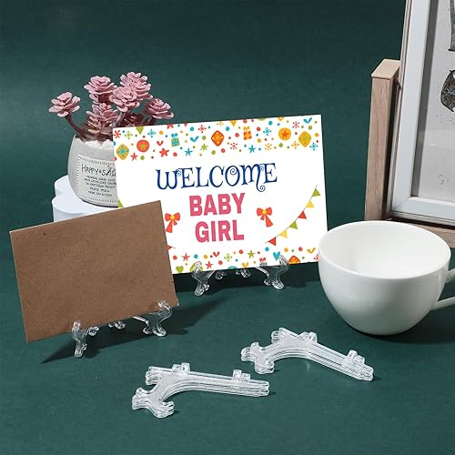 Miniatura 6 de Patelai 48 soportes de caballete de plástico para exhibir, marcos de fotos, coleccionables, escritorio, bodas, fiestas, decoración del hogar (4