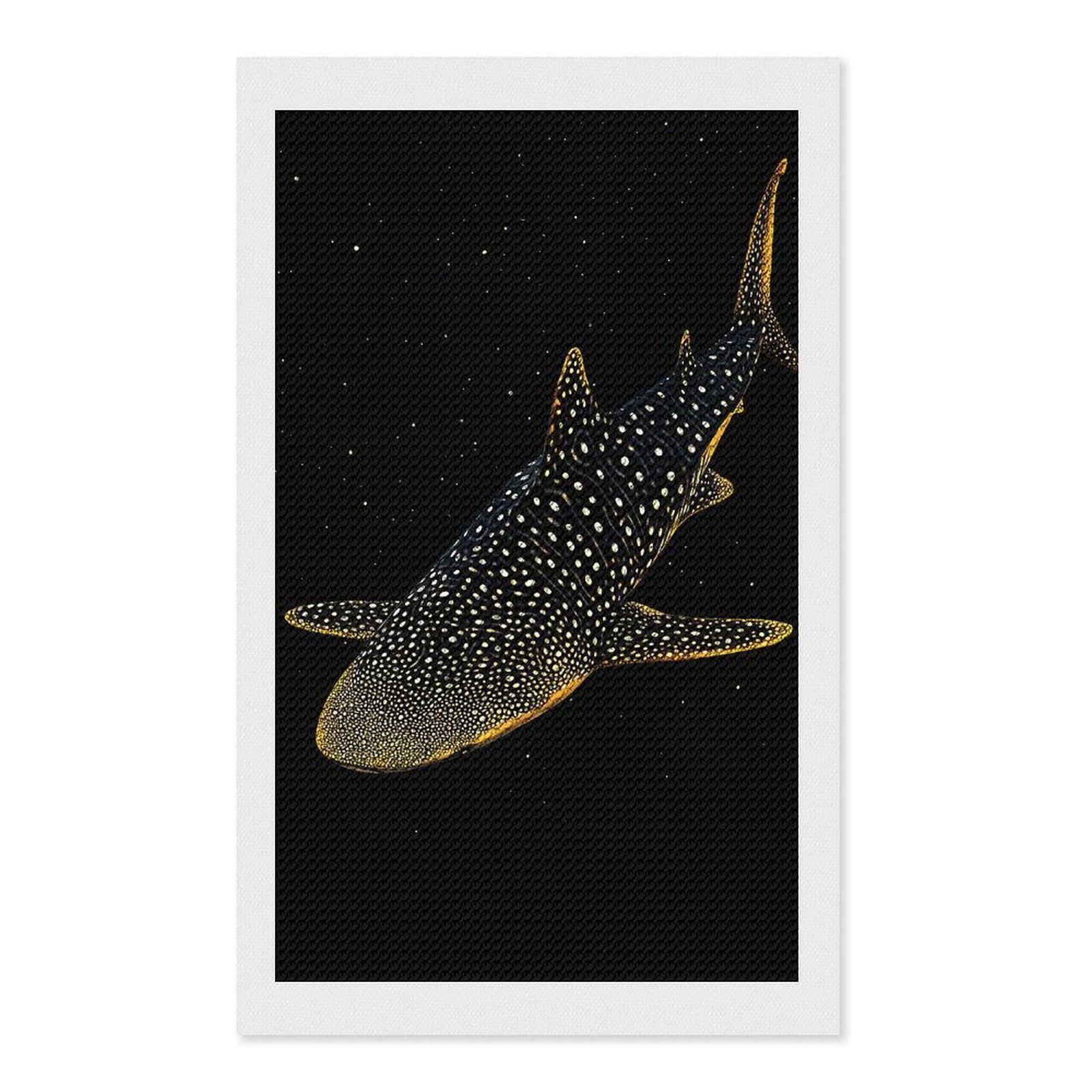Junmoney Whale Shark Deep Diamond Painting Canvas Set 12"x20", for Craft Lovers, Decorate Your Room, Festive Craft Gift, Vintage Style Decor