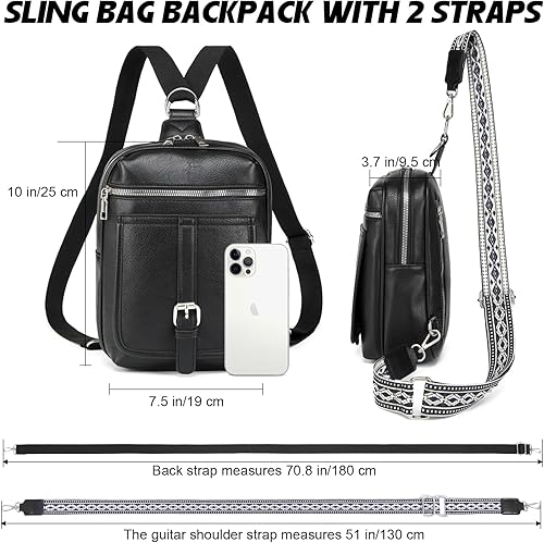 Miniatura 3 de Mochila cruzada de cuero 2 en 1 con 2 correas extraíbles