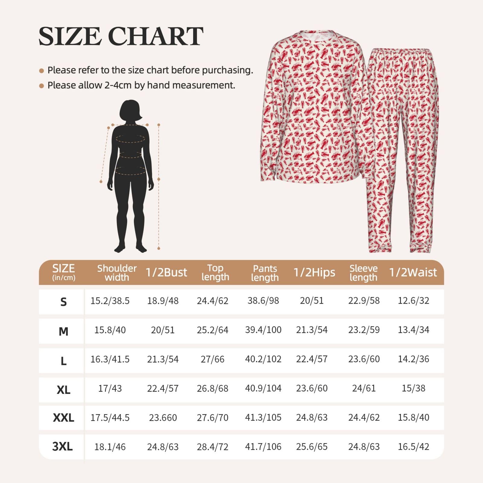 Pigiama abbinato a maniche lunghe da donna con stampa aragosta rossa morbida elastica coulisse casual Daywear