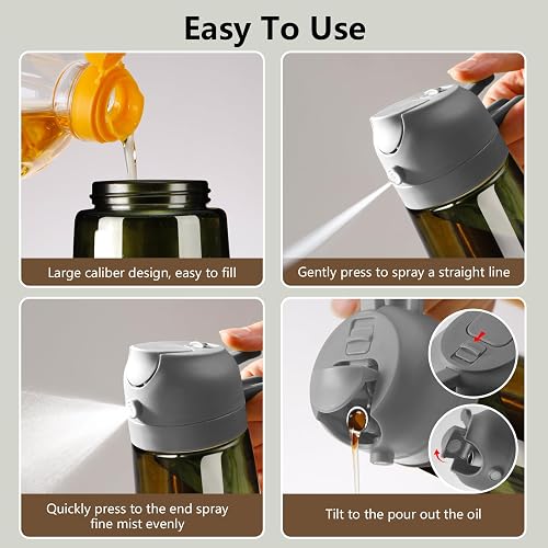 SWEET VIEW 2PCS Olive Oil Dispenser and Sprayer 16oz/470ml - 2