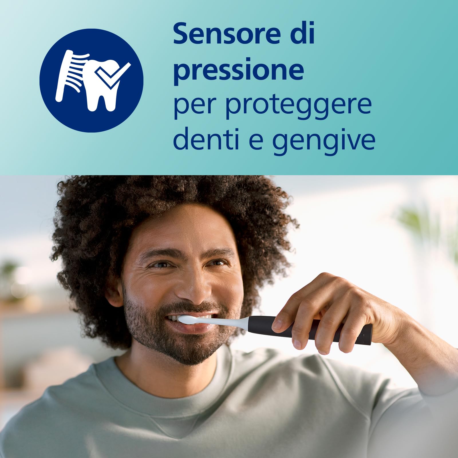Philips Sonicare 3100 Series spazzolino elettrico sonico, sensore di pressione e timer, colore nero, HX3671/14, Sonicare 3100, Nero