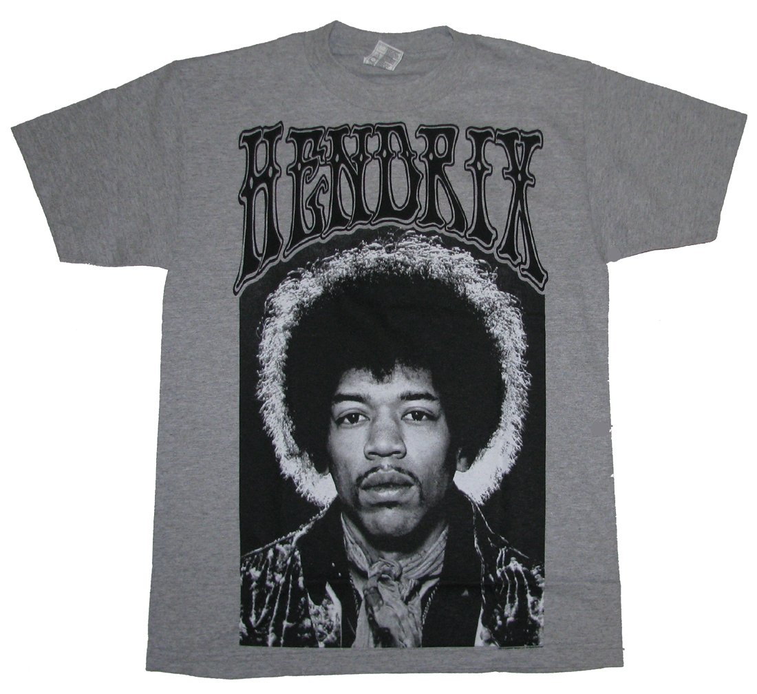 Bravado Men's Grey Jimi Hendrix T-Shirt Halo Portrait Design-Large