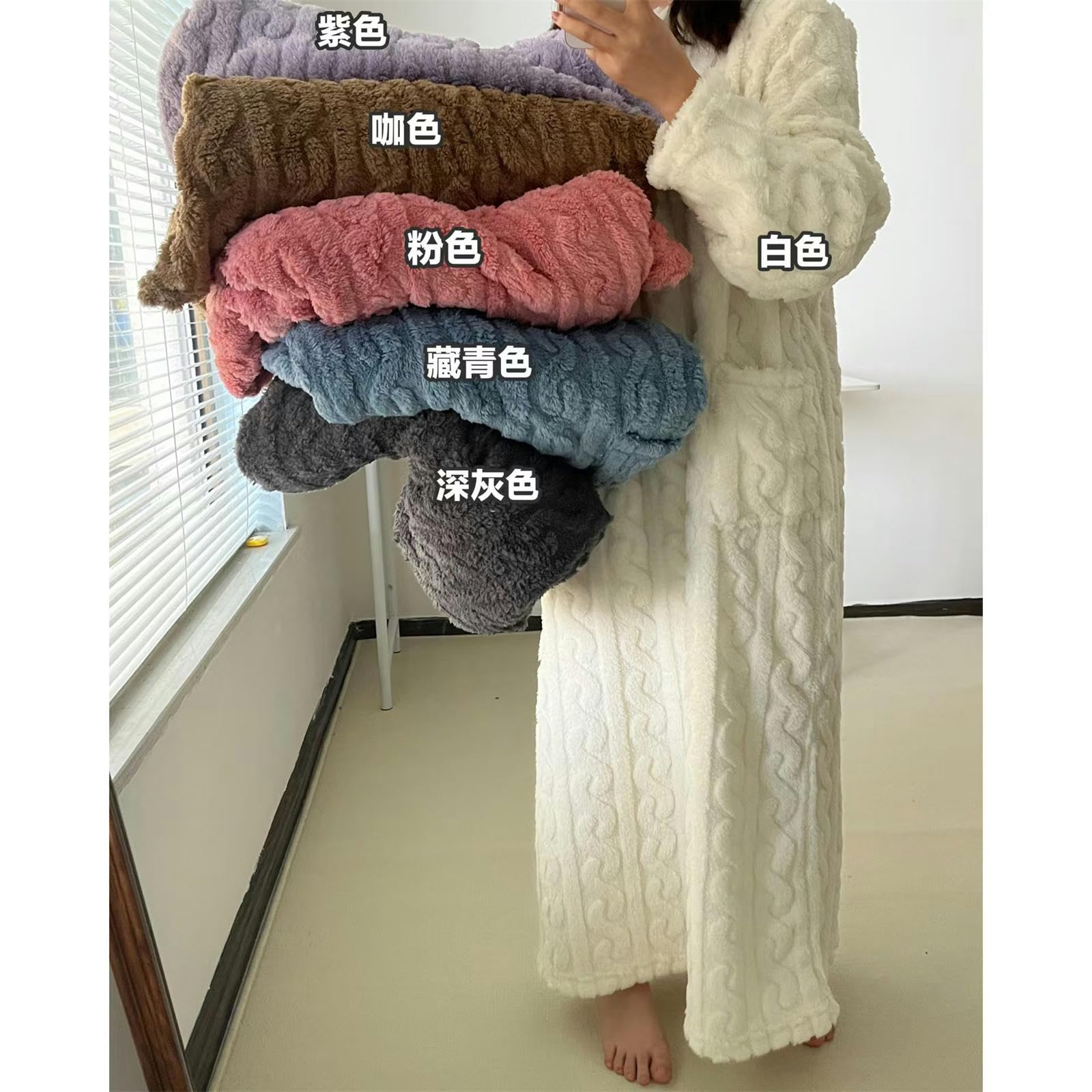 Nachthemd Damen Herbst- Und Winterkoralle Fleece Jacquard Nachthemd Winter -Pyjama Warme Hauskleidung Pullover Nachthemd-Farbe-l (40 Kg-75 Kg)