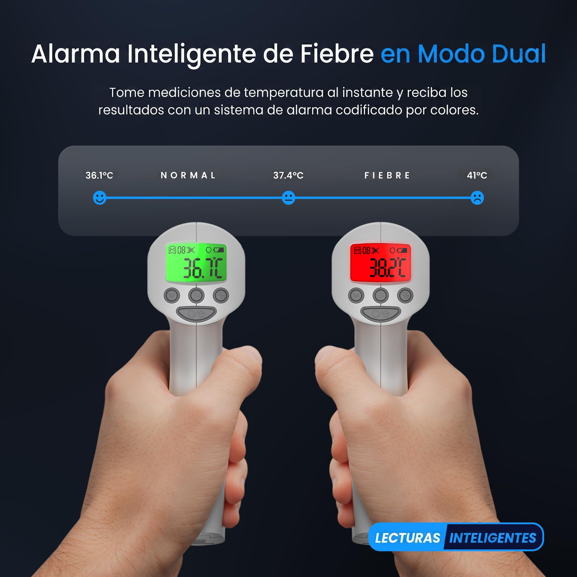 THERMOBIO Termómetro Infrarrojo Frontal Sin Contacto De Grado Médico, Termómetro Digital Tipo Pistola Para Adultos Y Bebés, Resultados Instantáneos En 1 Segundo