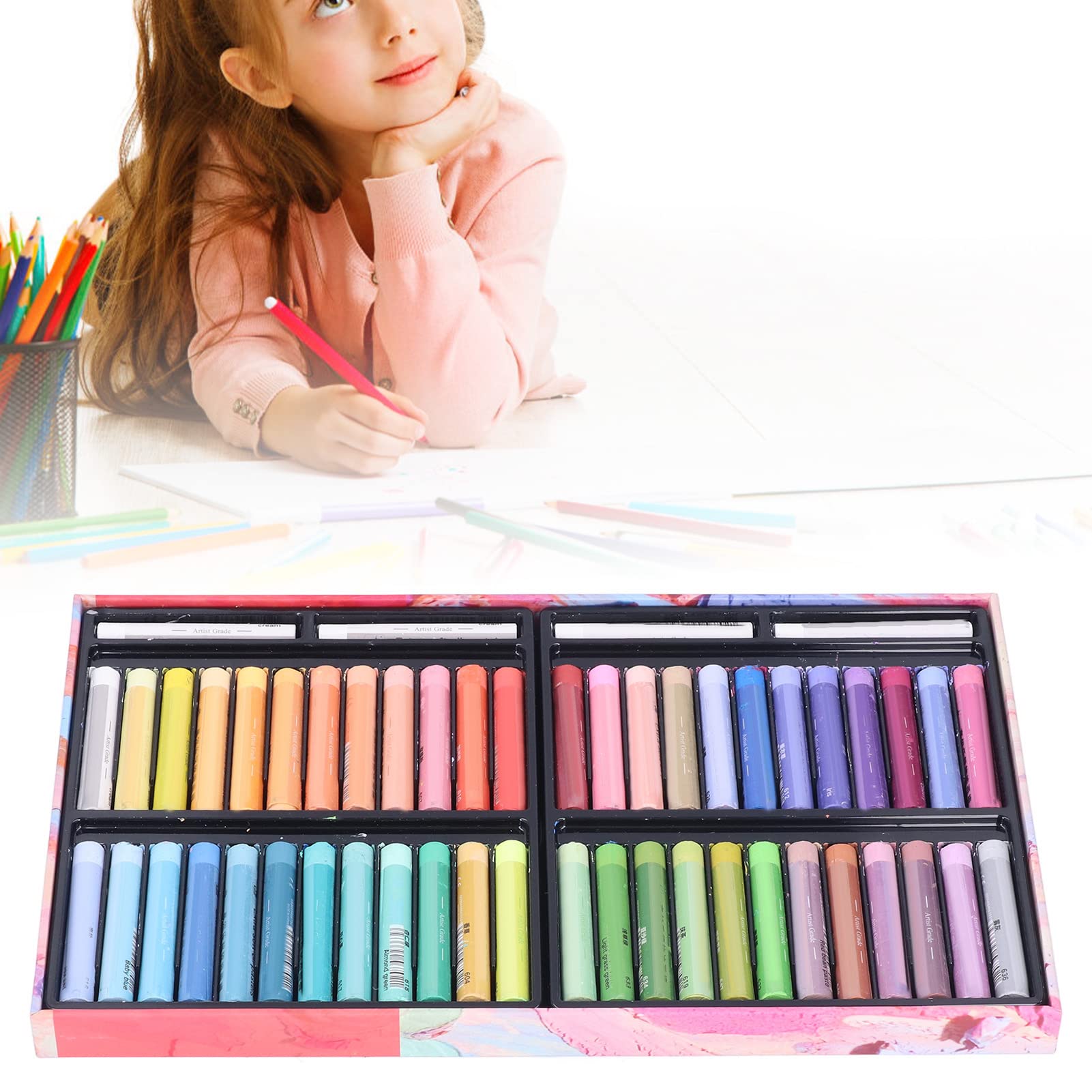 Ensemble de Pastels à L'huile 52 Couleurs, Texture Unique Vibrante pour la Peinture et la Coloration, Fournitures D'art pour les âges (8948MK)