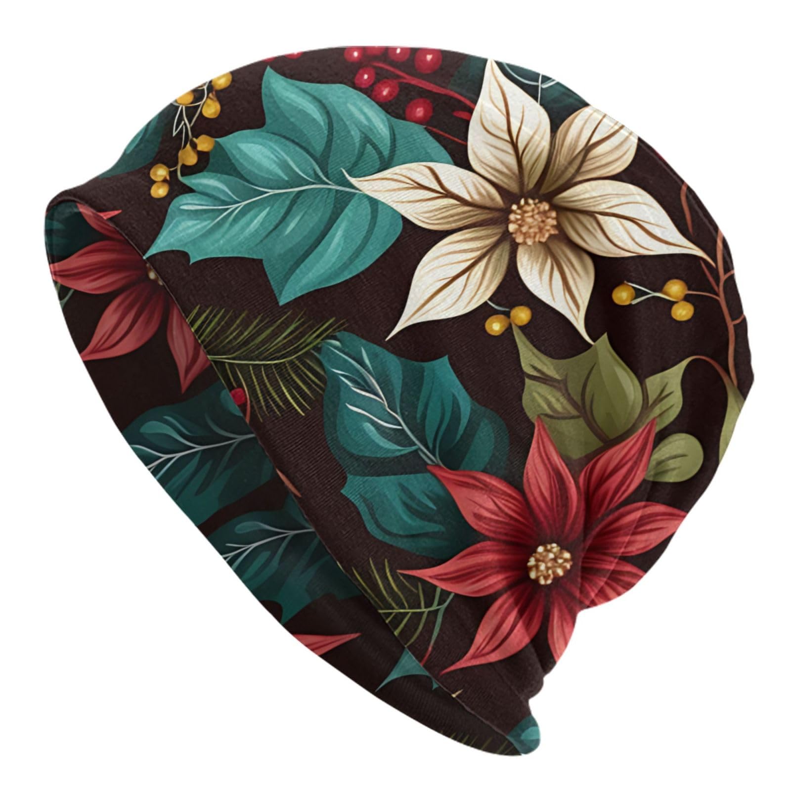 Zerosevenee Unisex Christmas Floral (2) Christmas Gingerbreads Candy Slouchy Beanie Hats Sleep Cap Nightcap Turban Chemo Cap Men Women Headwear