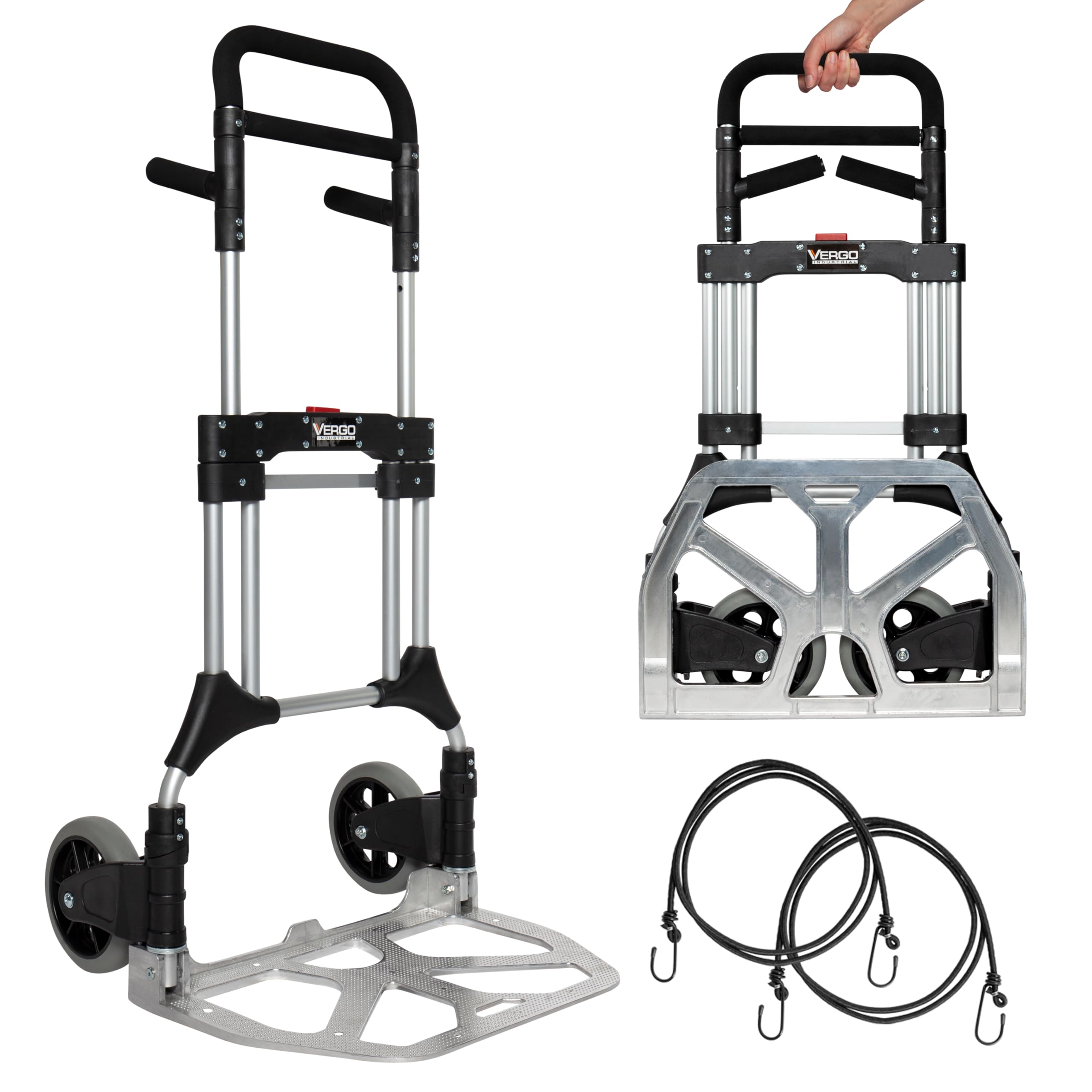 Vergo S300L Industrial Heavy Duty Folding Hand Truck Dolly, 400 lb Capacity, Silver by Vergo