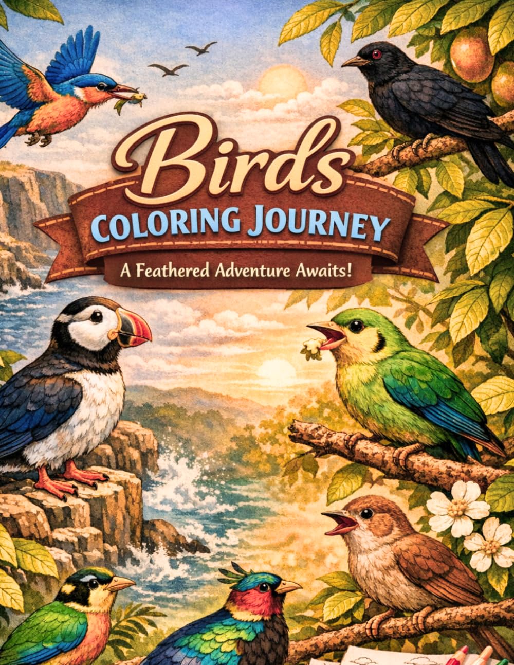 Birds Coloring Journey: A Cute and Simple Coloring Adventure with Beautiful Birds, Fun Pages & Relaxing Activities for Young Artists