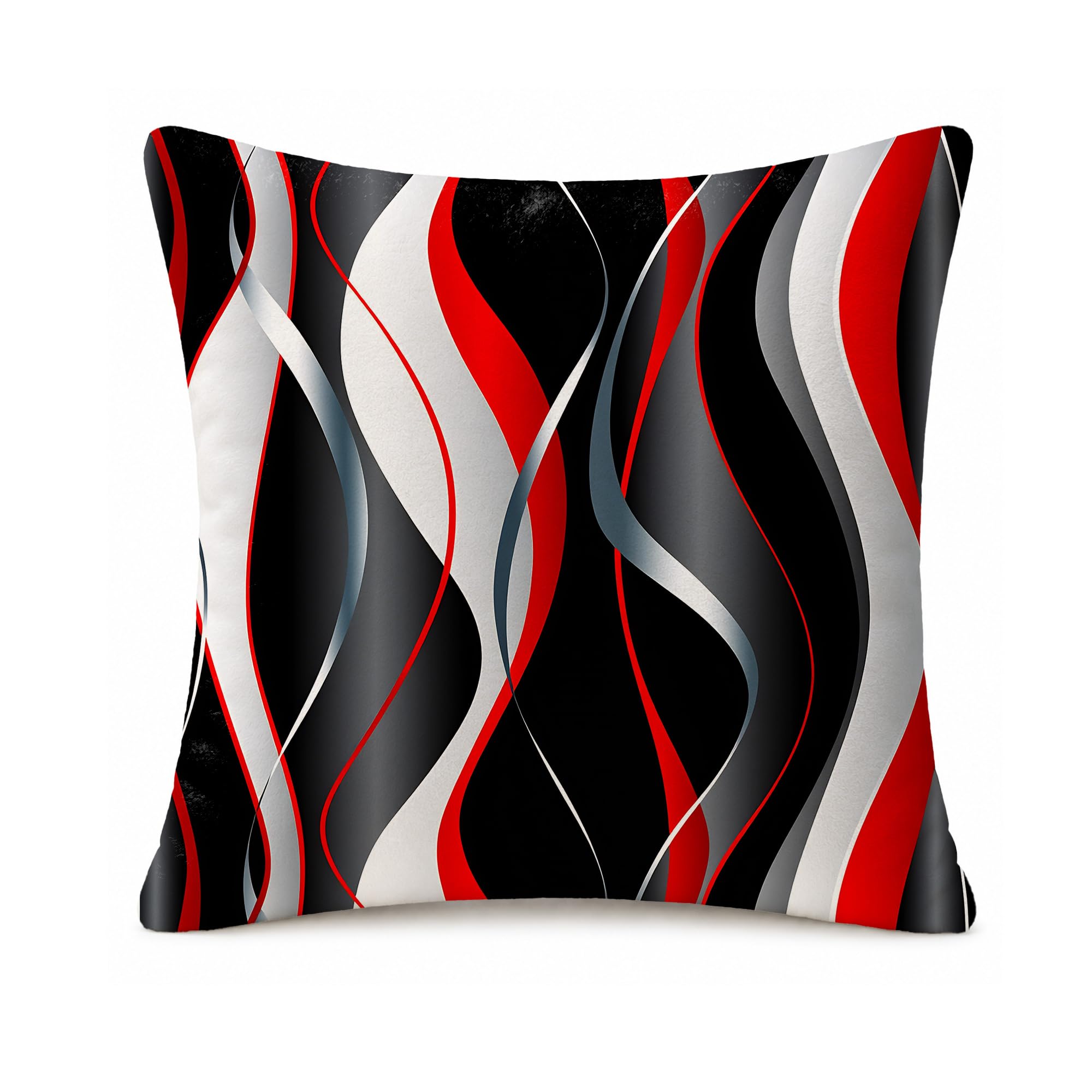 LASLEN 1 Pack Red Black Gray Cushion Covers 45 x 45 cm,Decorative Pillowcase with Hidden Zipper,Skin-Friendly Household Bedroom Throw Pillow Covers