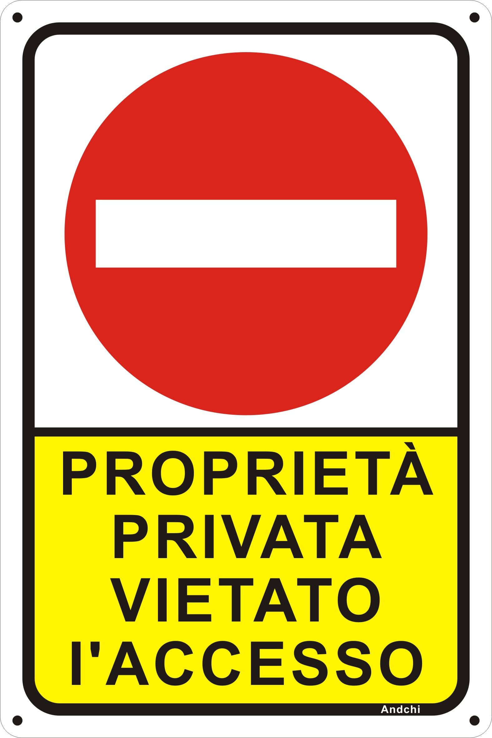 2 pezzi Cartelli di PROPRIETA PRIVATA VIETATO L'ACCESSO sicurezza e promemoria(Rosso+giallo, 20x30)