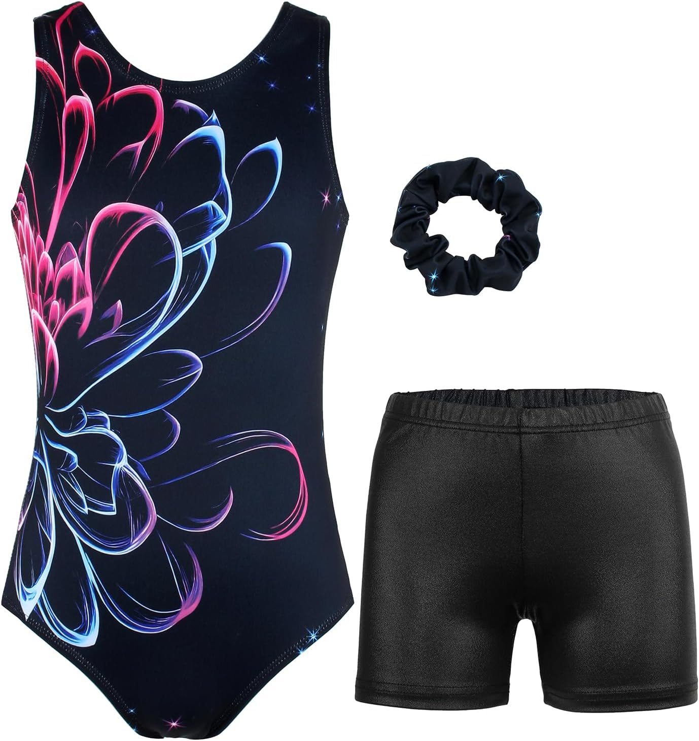 Gymnastics Leotards for Girls Sparkly Dance Unitards Biketards Black Activewear for Girls 4-13Years