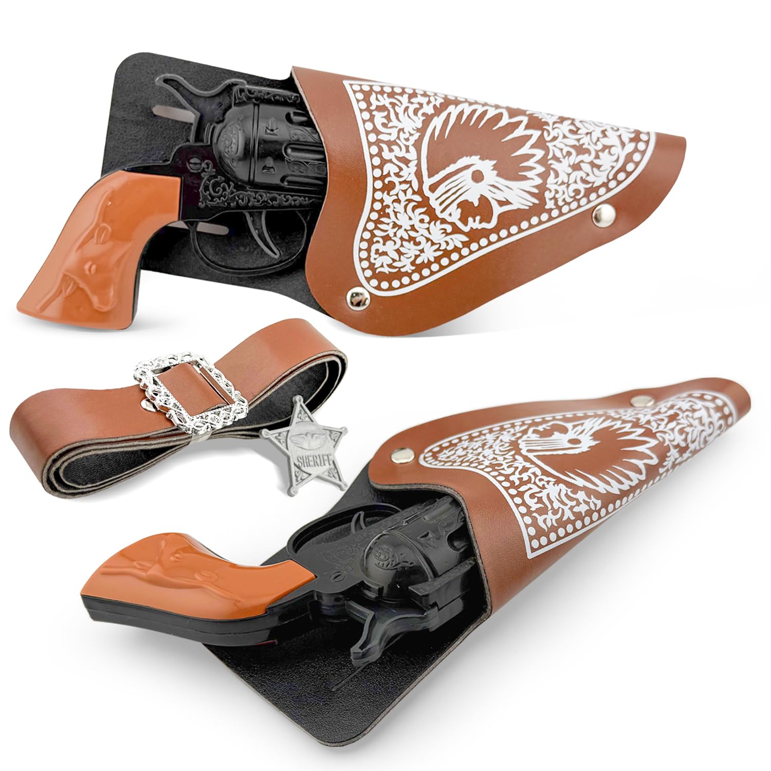 Black Leather Holster Set for Women Accessories The Silver King | Custom Replica Lone Ranger Gun Belt main image 3