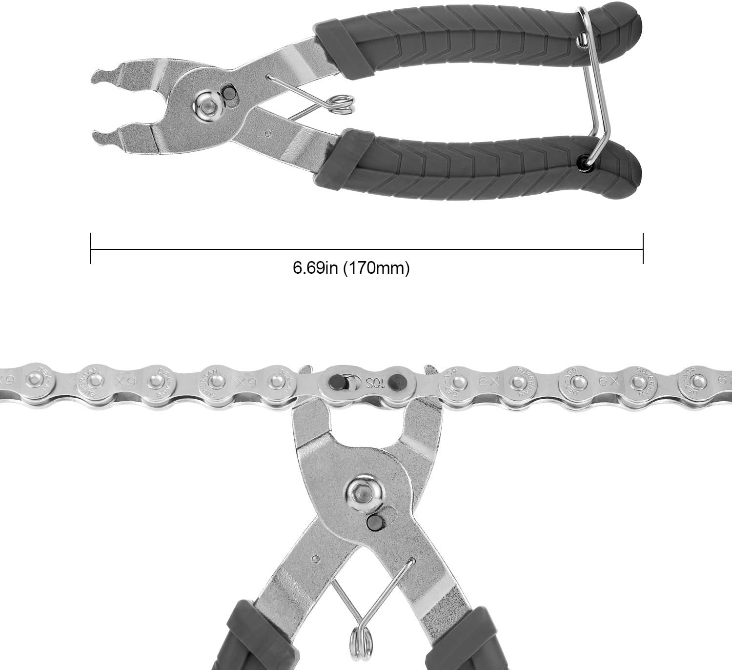 Oumers Bike Chain Pliers Tool, Chain Plier Missing Link 2 in 1 Opener Closer Remover Plier/Bike Link Plier Bicycle Chain Clamp Pliers Removal Repair Tool (Gray)