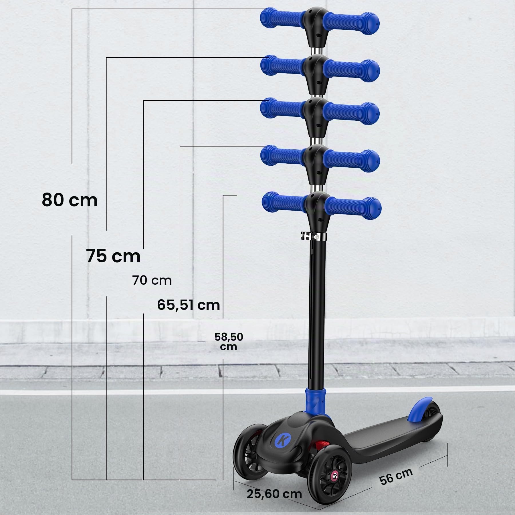 Patinete Ajustable 2 en 1, de 3 a 12 años, con Manillar de 5 Niveles, Asiento extraíble, Ruedas LED, Plegable, Rosa (niñas y niños) y Negro.
